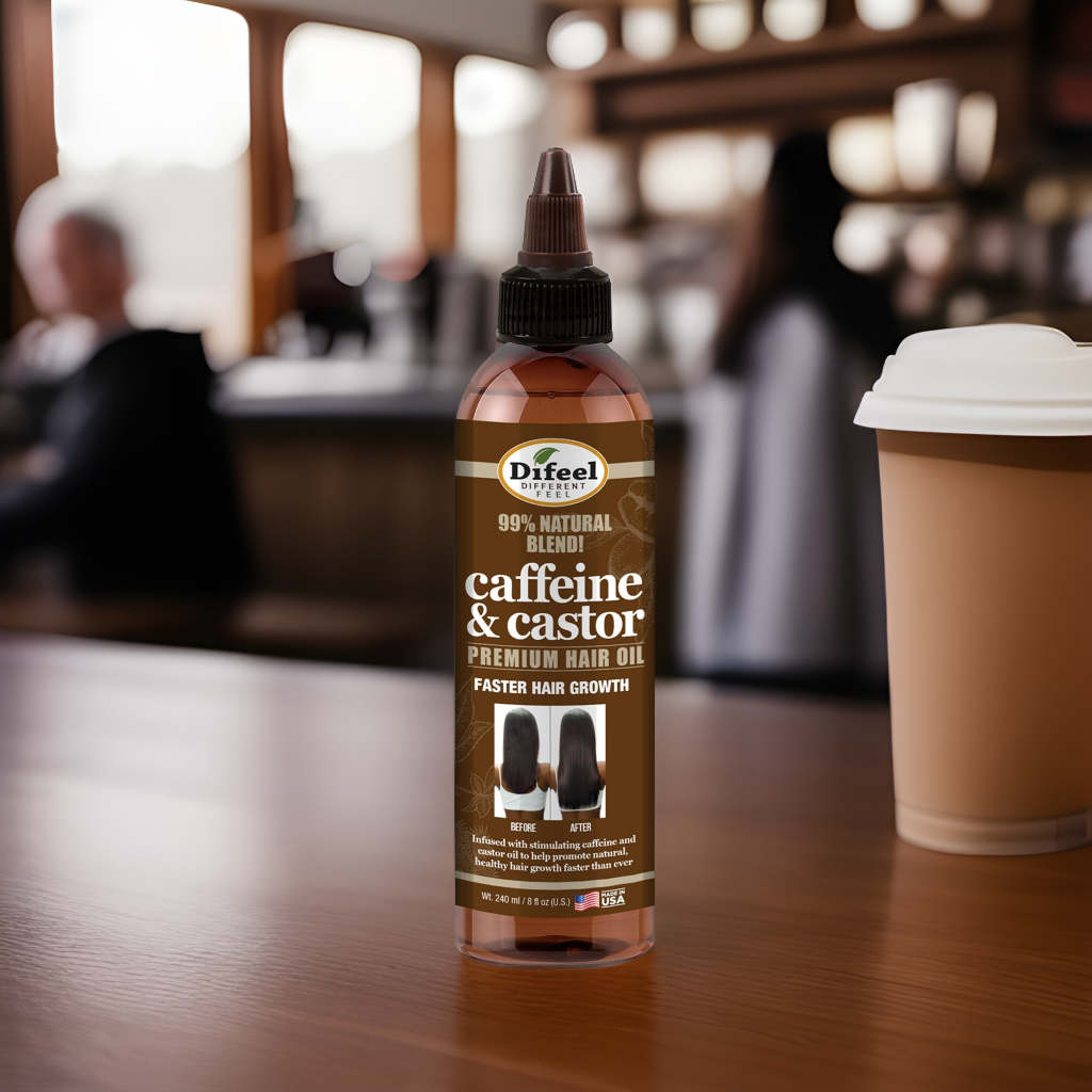 Difeel 99% Premium Natural Hair Oil Blend- Caffeine & Castor Faster Hair Growth Hair Oil 8 oz.