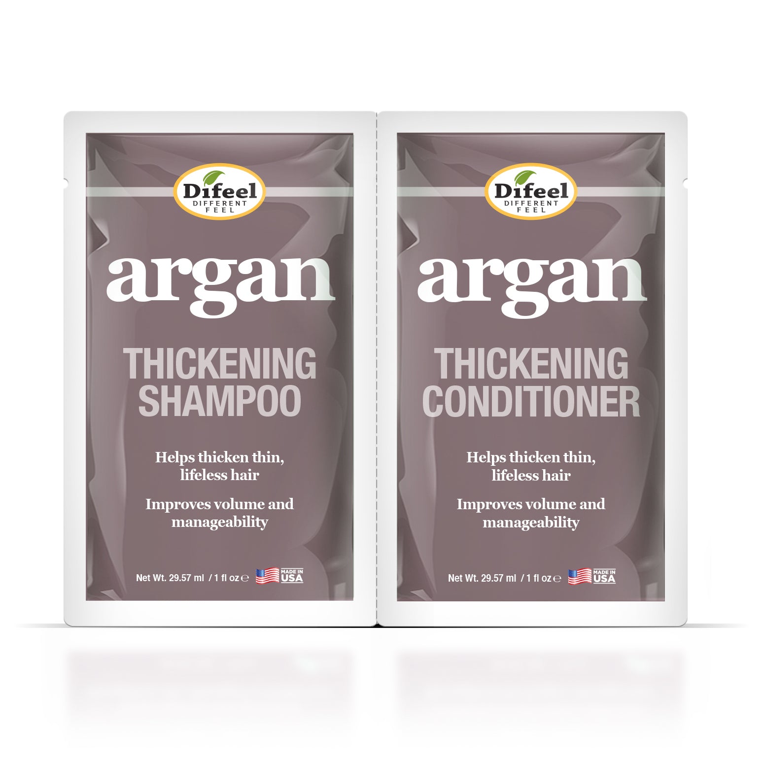 Difeel Argan Thickening Shampoo & Conditioner Combo Packet 2oz.