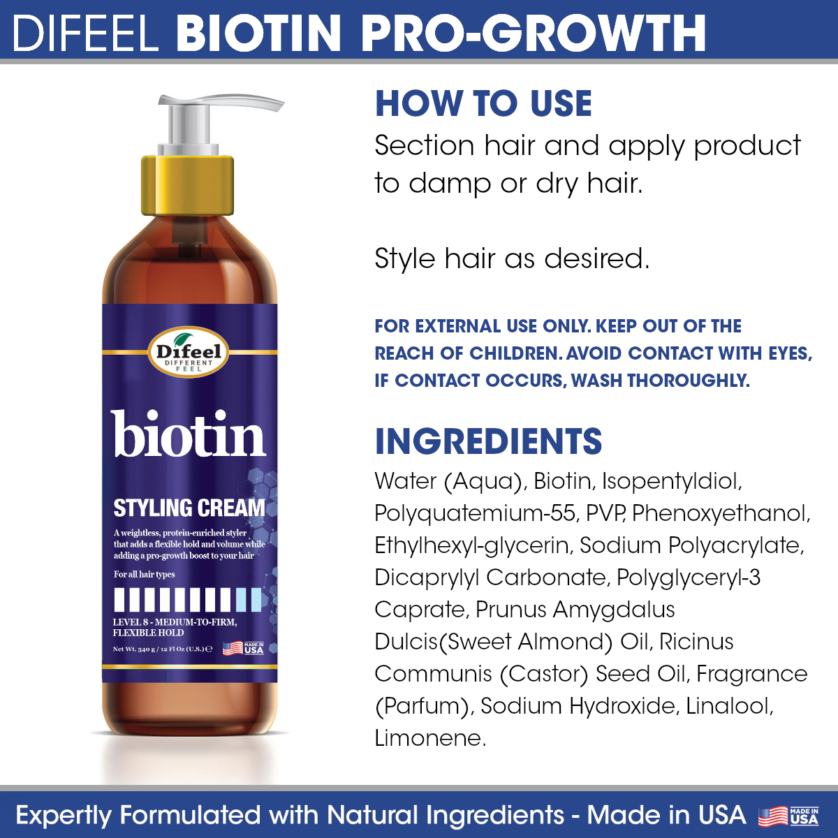 Difeel Biotin Styling Cream 12 ounce