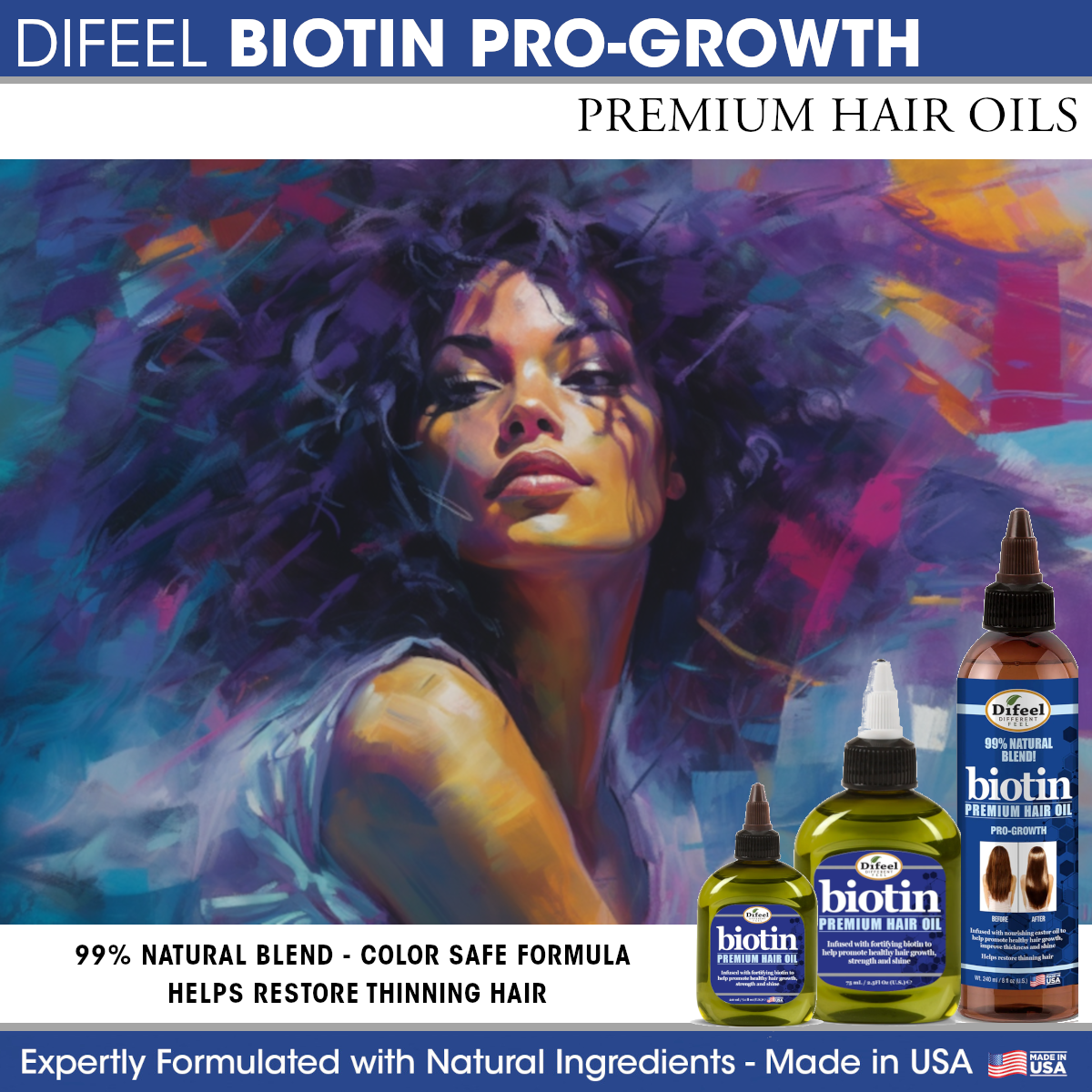 Difeel Biotin Premium Hair Oil 2.5 oz. (PACK OF 2)