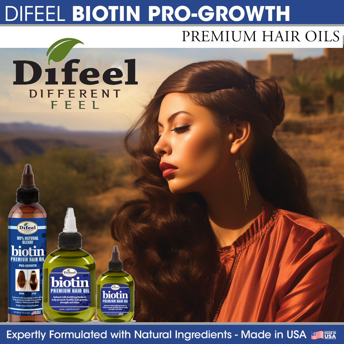 Difeel Biotin Premium Hair Oil 2.5 oz. (PACK OF 2)