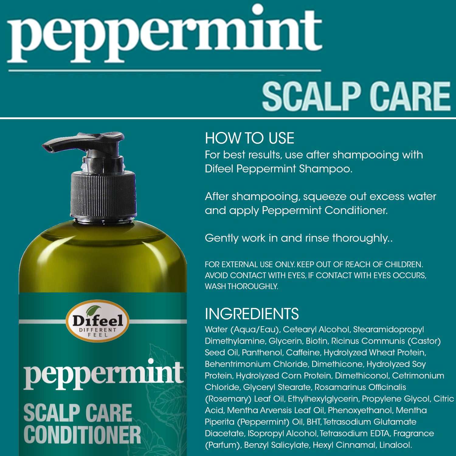 Difeel Peppermint Scalp Care Conditioner 33.8 oz.