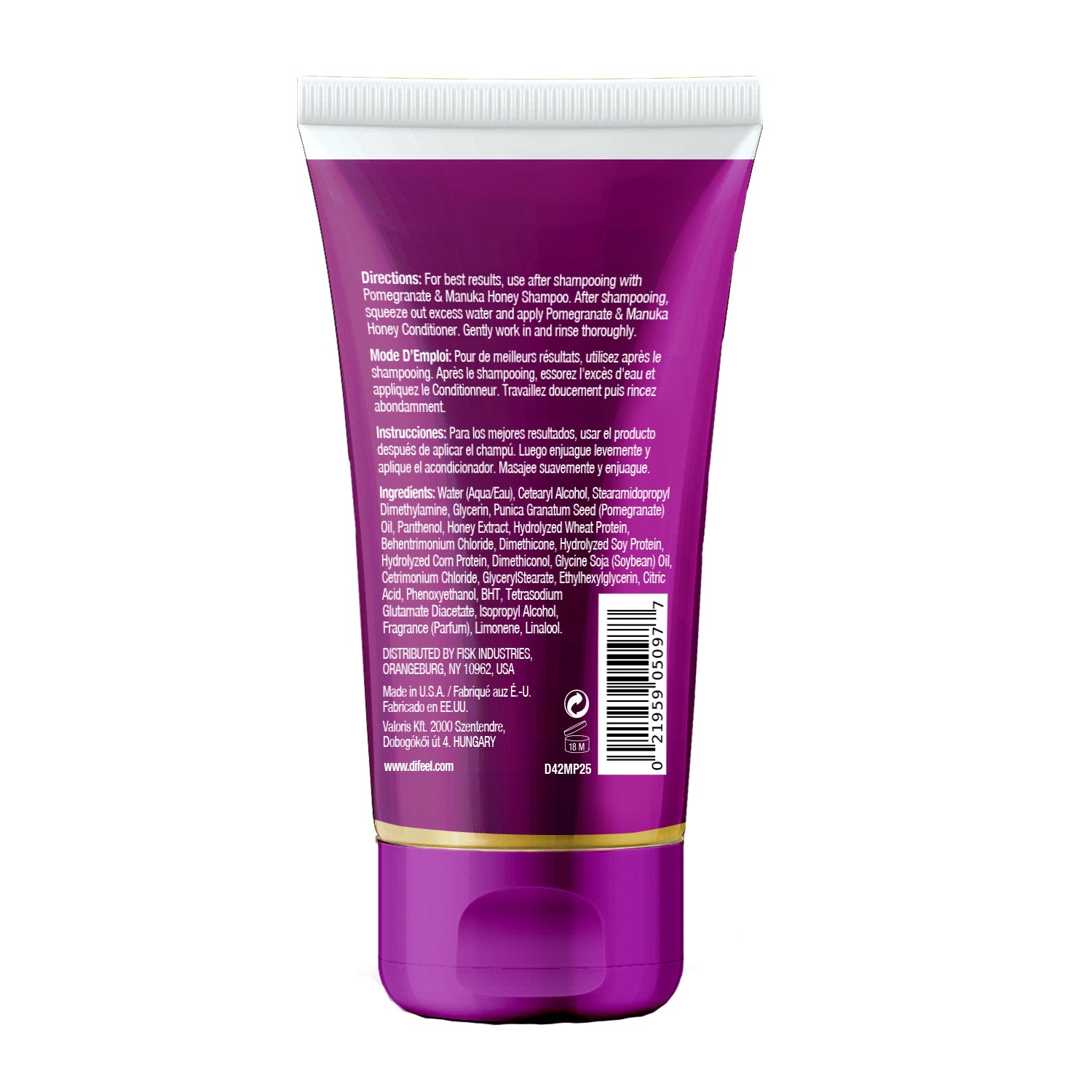 Difeel Pomegranate & Manuka Honey Sulfate-Free Conditioner - Travel Size 2.5 oz.