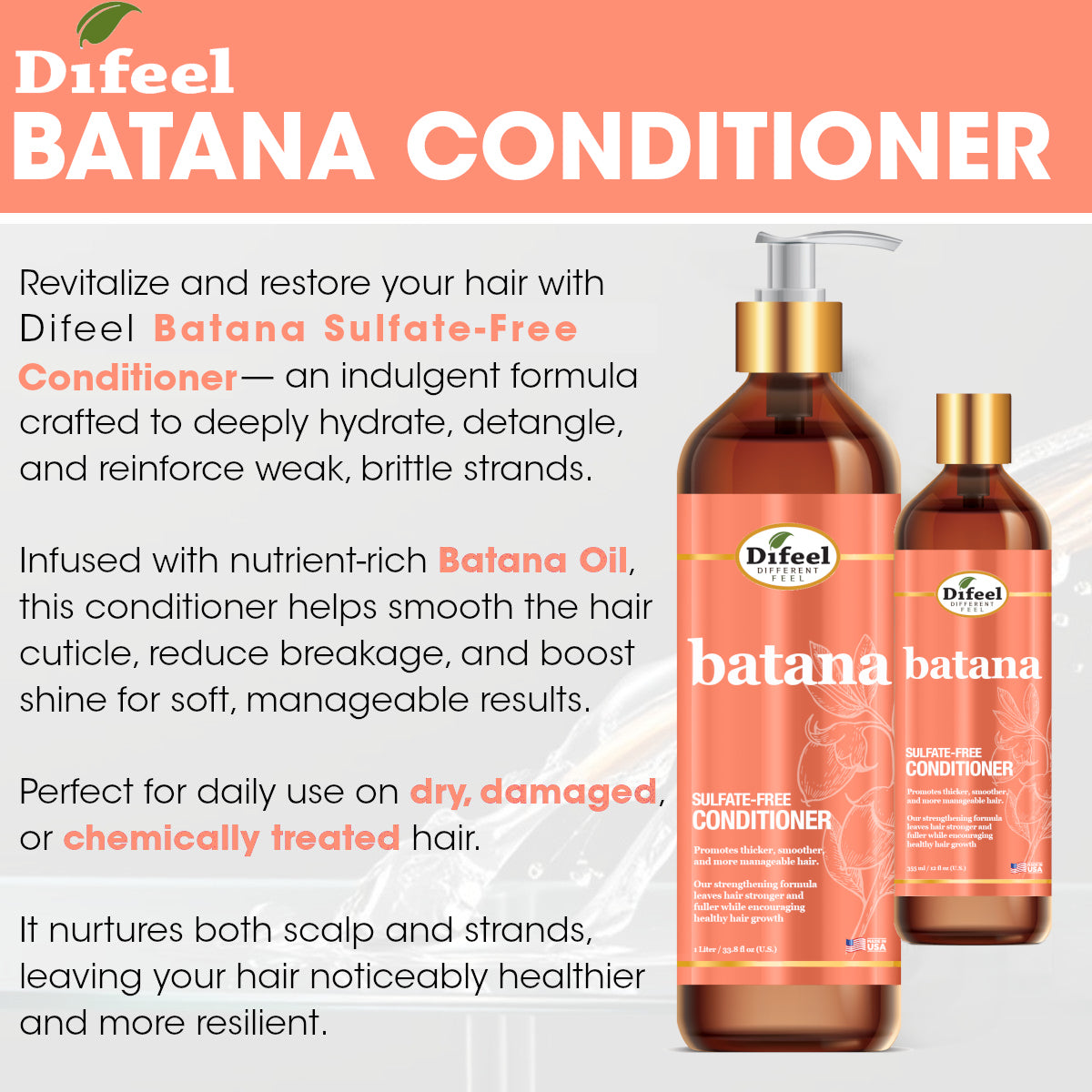 Difeel Batana Conditioner 12 Ounces - Sulfate Free Conditioner