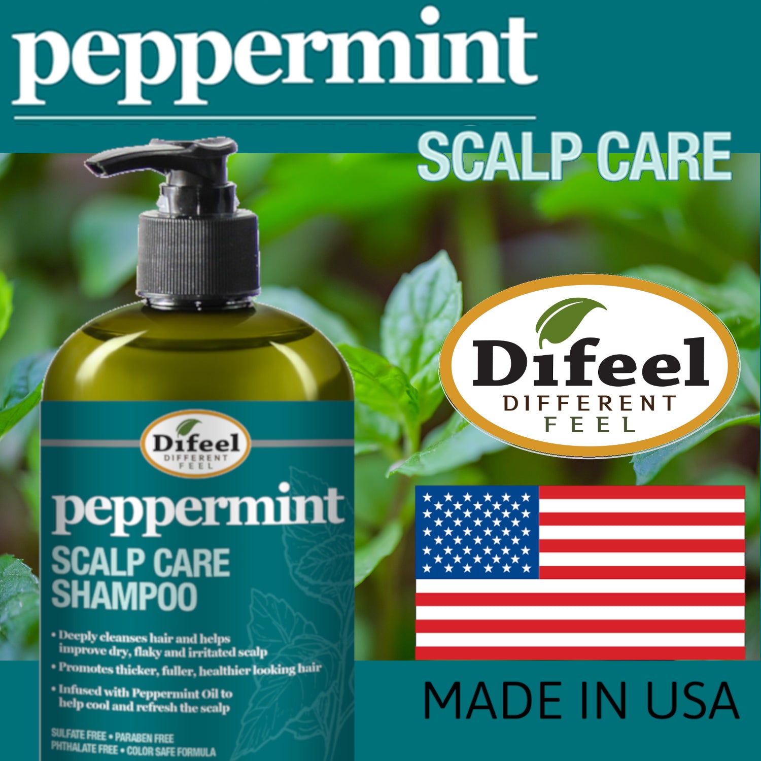 Difeel Peppermint Scalp Care Shampoo 33.8 oz.
