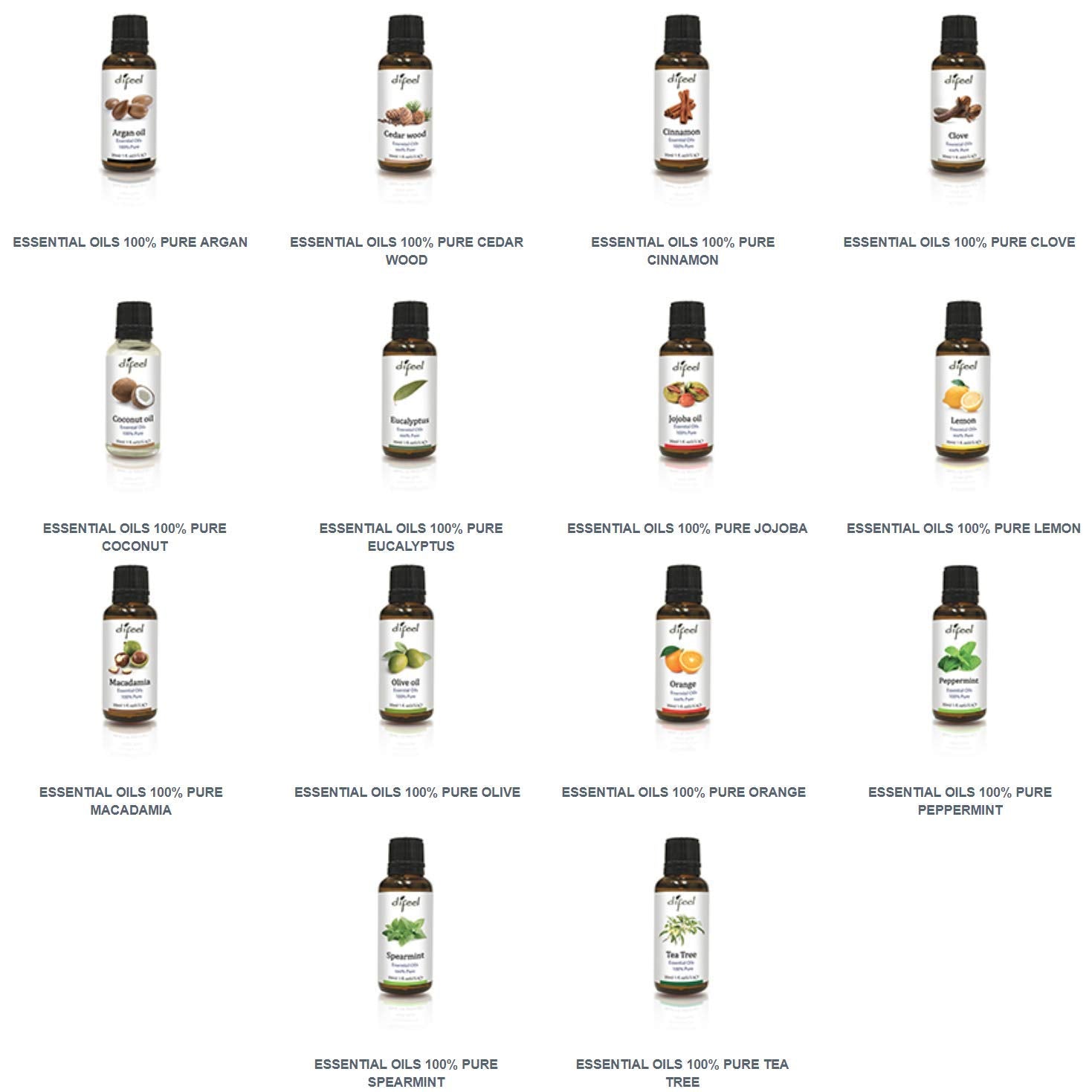 Difeel 100% Pure Essential Oils - The Complete Collection: 14 Piece Combo Set