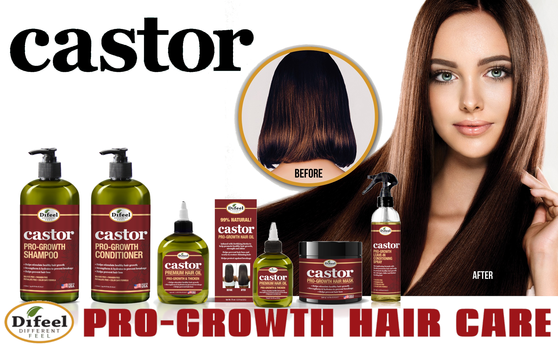 Difeel Castor Pro-Growth Conditioner 33 oz.