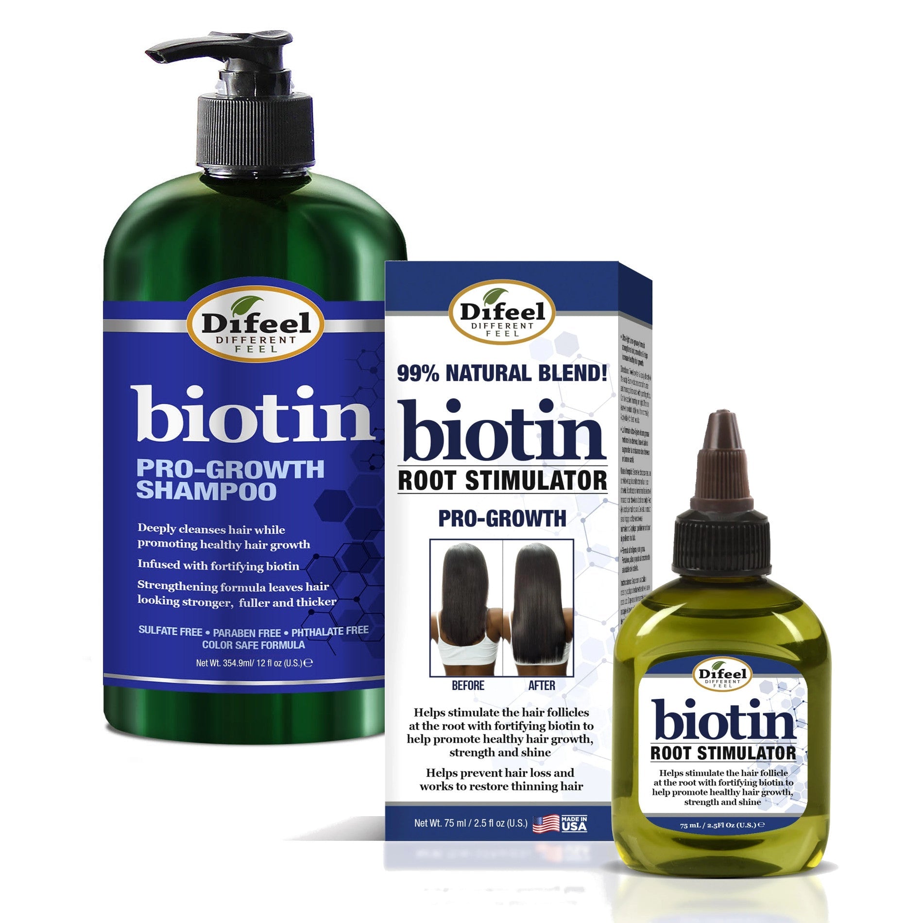 Difeel Biotin 2-PC Cleanse and Treat Hair Growth Set
