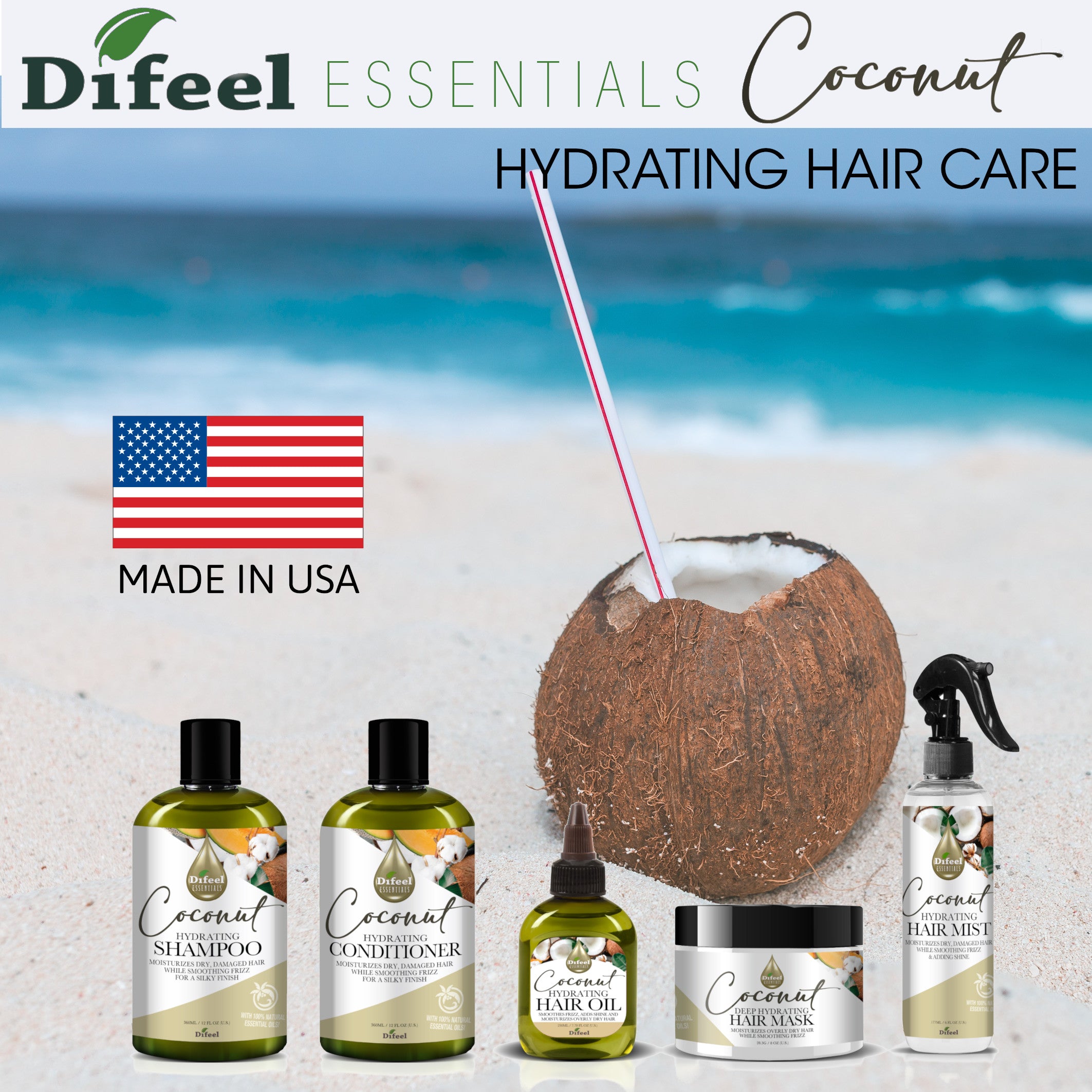 Difeel Essentials Hydrating Coconut - Conditioner 12 oz.