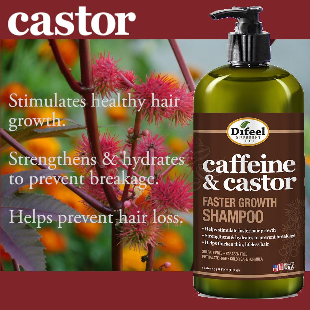 Difeel 3-PC Caffeine & Castor Shampoo, Conditioner & Hair Oil for Faster Hair Growth - with 33.8 oz. Shampoo, 33.8 oz. Conditioner & 7.78 oz. Hair Oil