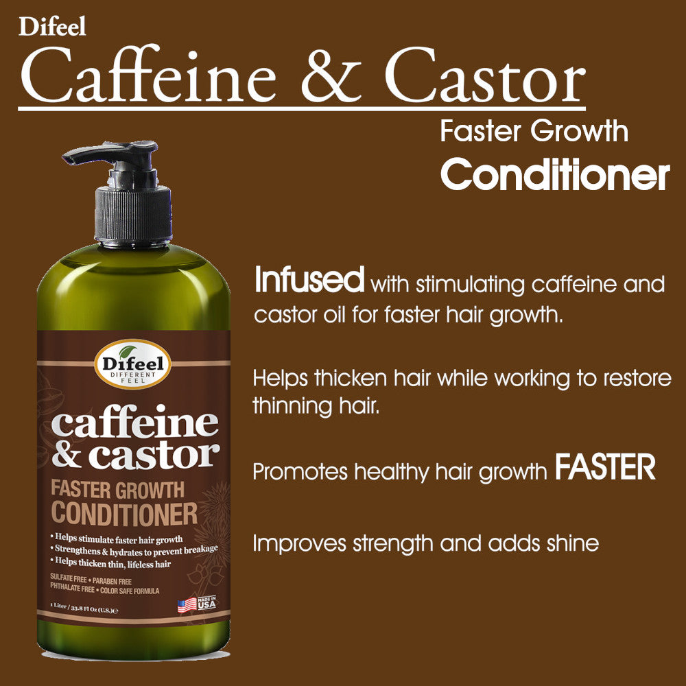 Difeel Caffeine & Castor Conditioner for Faster Hair Growth 33.8 oz.