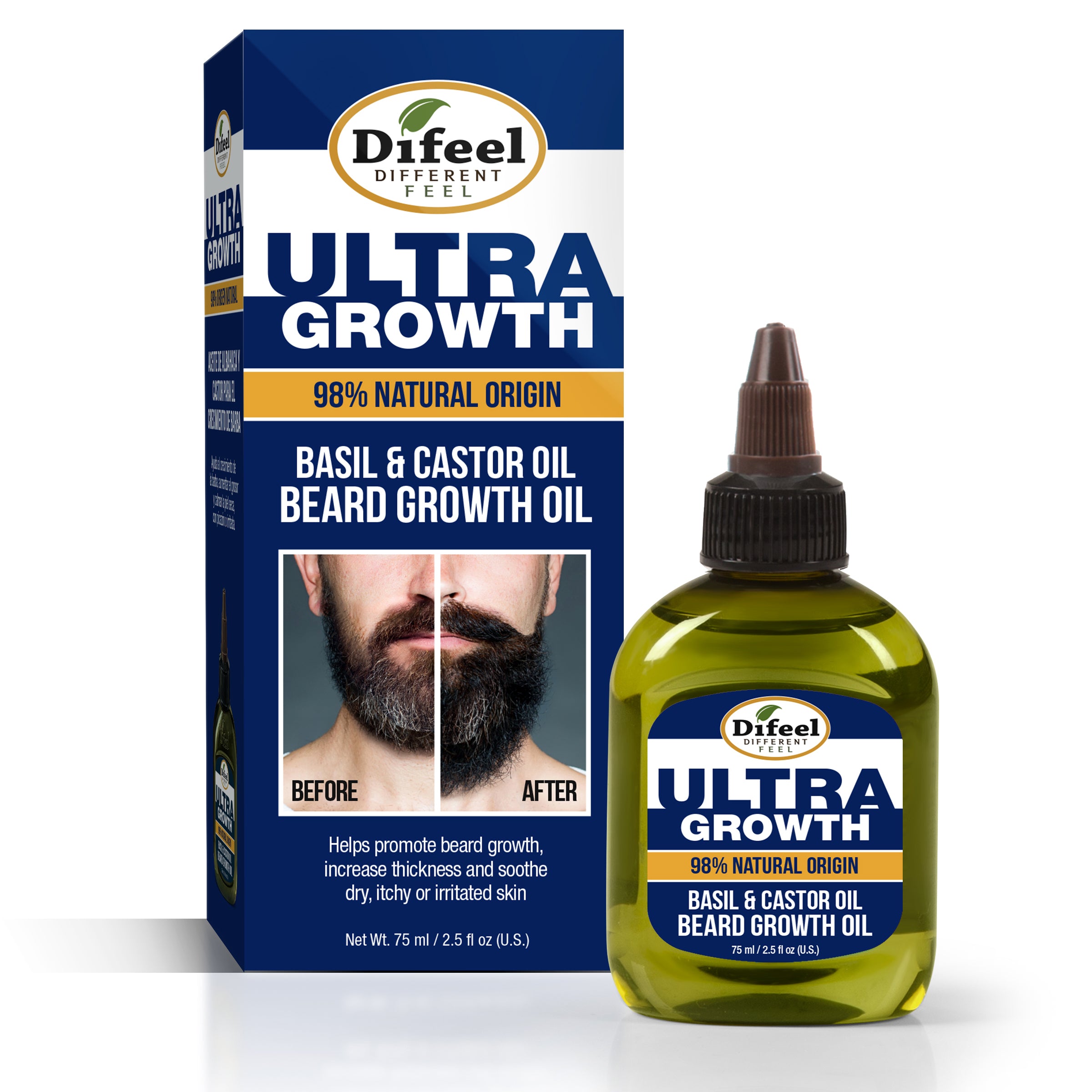 Difeel MENS Ultra Growth Basil and Castor Beard Oil 2.5 oz.