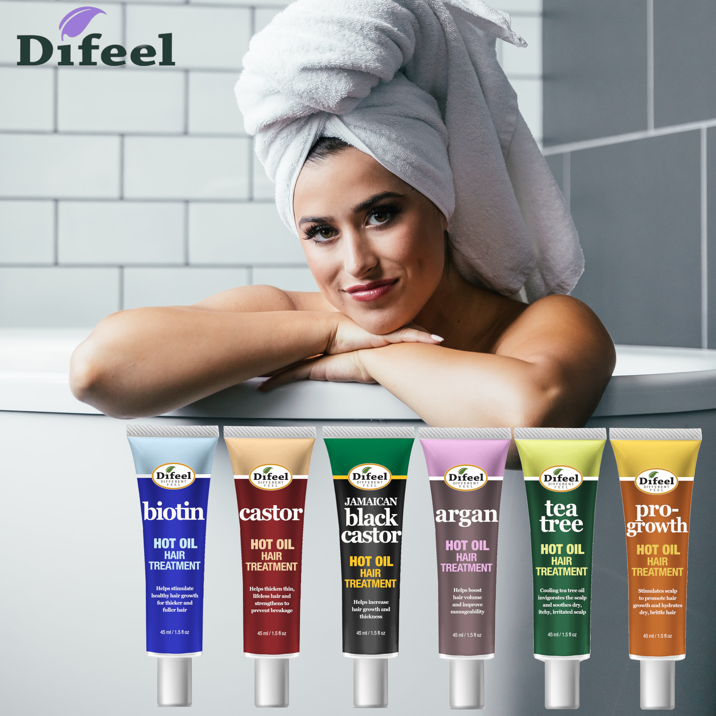 Difeel Hot Oil Hair Treatment with Argan Oil 1.5 oz.