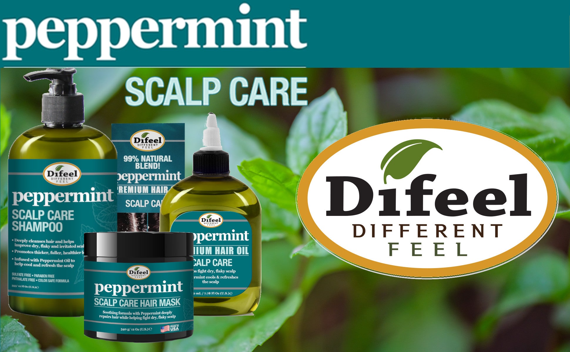 Difeel Peppermint Scalp Care Shampoo 33.8 oz.