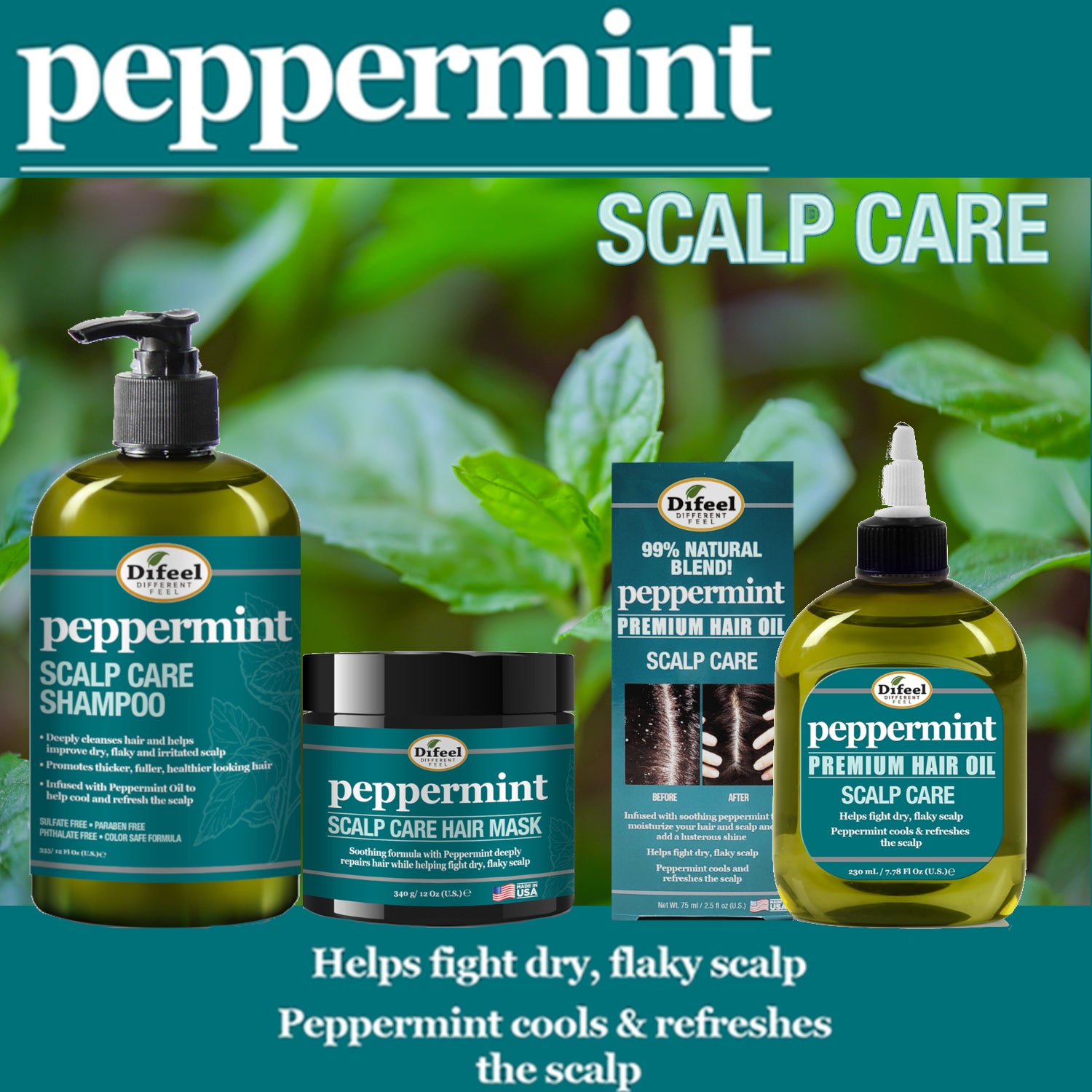 Difeel Peppermint Scalp Care Shampoo 33.8 oz.
