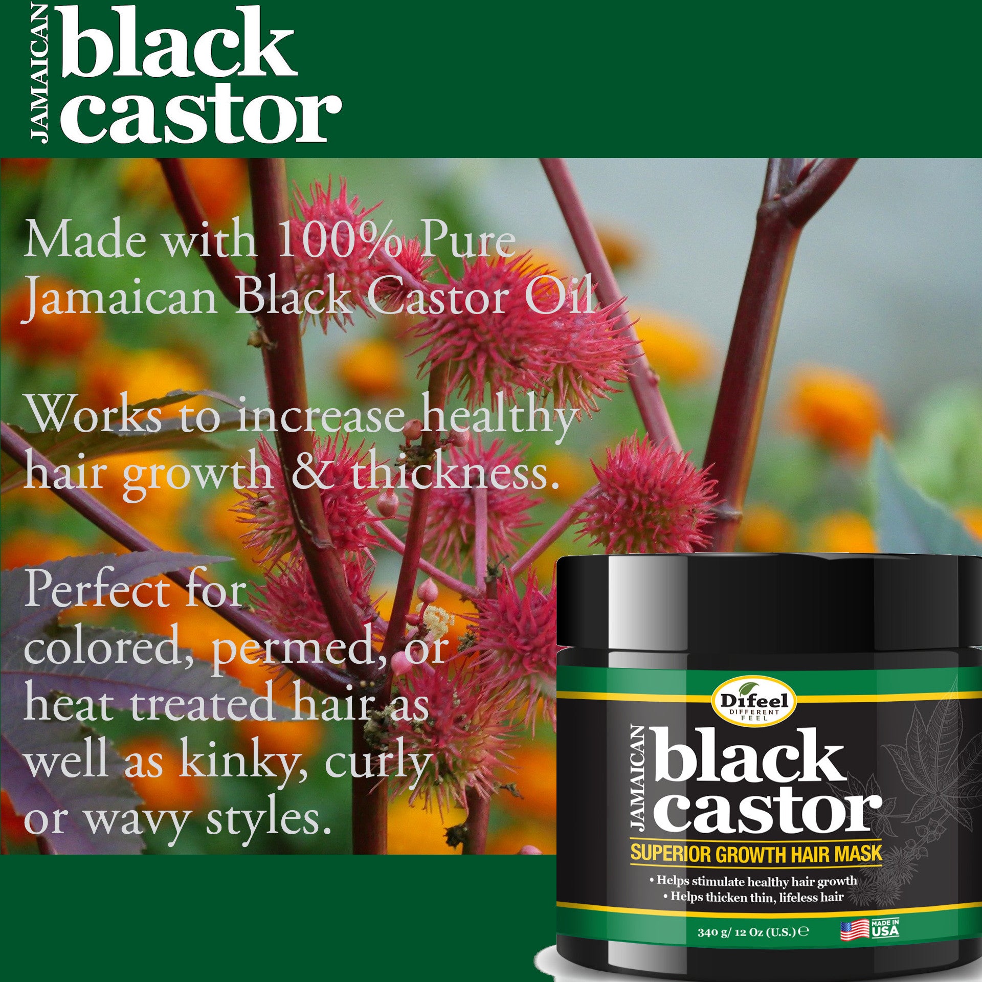 Difeel Superior Growth Jamaican Black Castor Shampoo & Conditioner Gift Set 4-PC Boxed Hair Care Collection