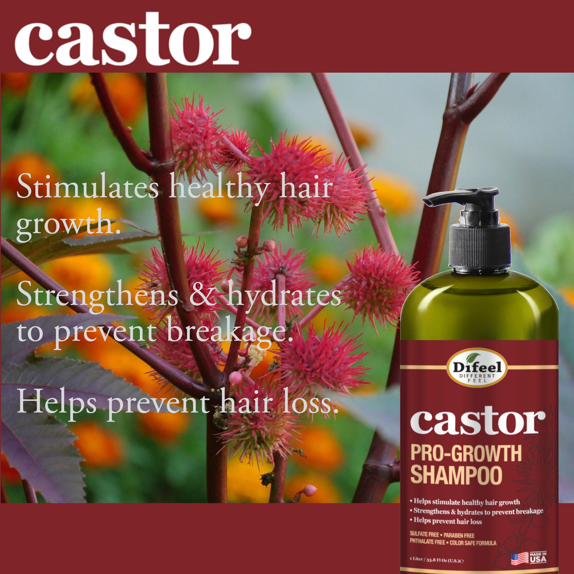 Difeel Castor Pro-Growth Shampoo 12 oz. & Conditioner 12 oz. (2-Piece Gift Set)
