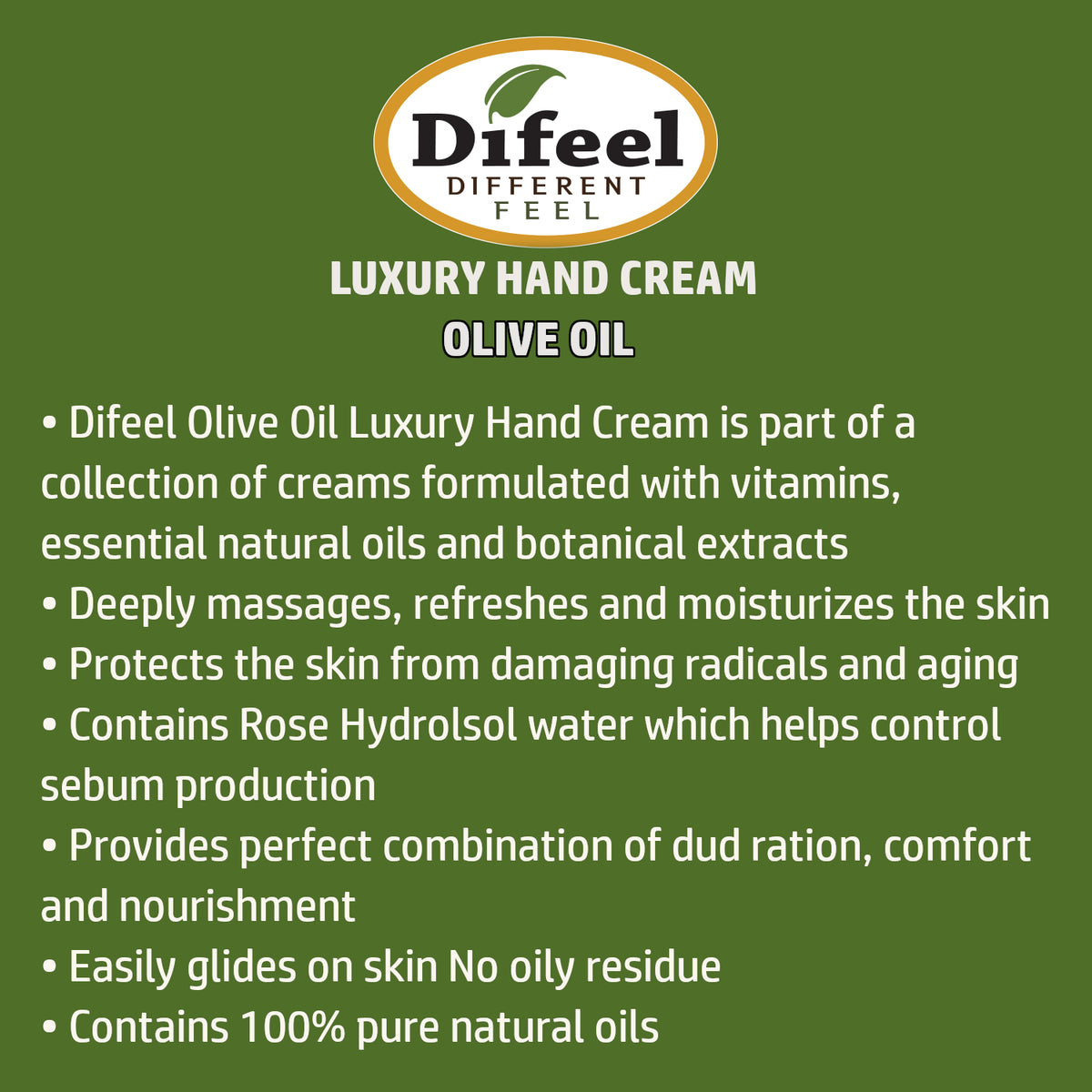 Difeel Luxury Moisturizing Hand Cream - Olive Oil 1.4 oz. | difeel - find  your natural beauty