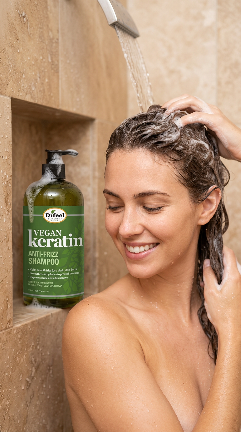 Difeel Vegan Keratin Anti Frizz Shampoo - Travel Size 2.5 oz.