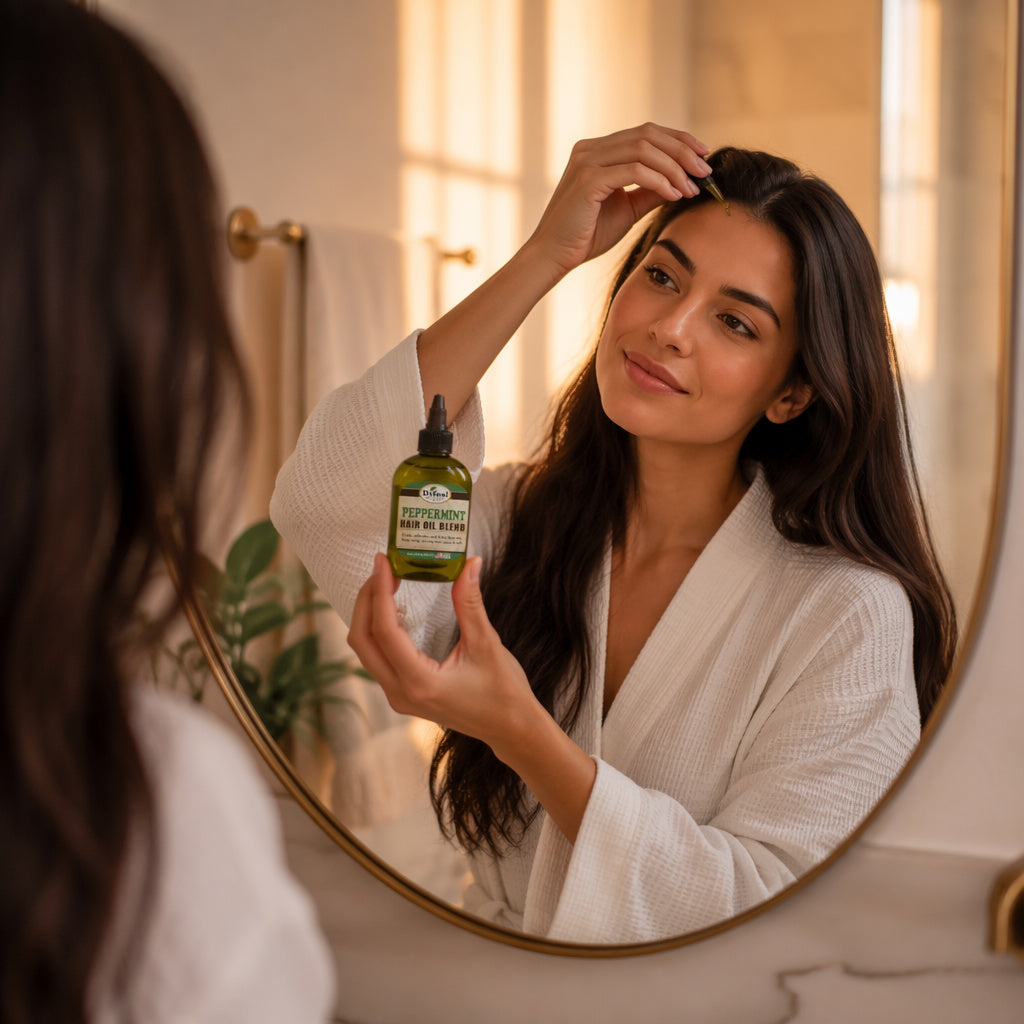 Difeel Mega Care Peppermint Oil Hair Oil Blend 1.4 oz.