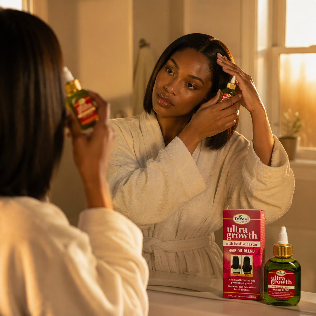 Difeel Ultra Growth Basil & Castor Hair Oil Blend for Growth - Travel Size 2.5 oz.