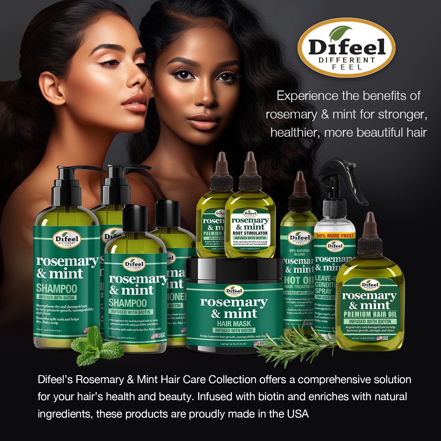 Difeel Rosemary and Mint Hair Strengthening Conditioner with Biotin 33.8 oz.