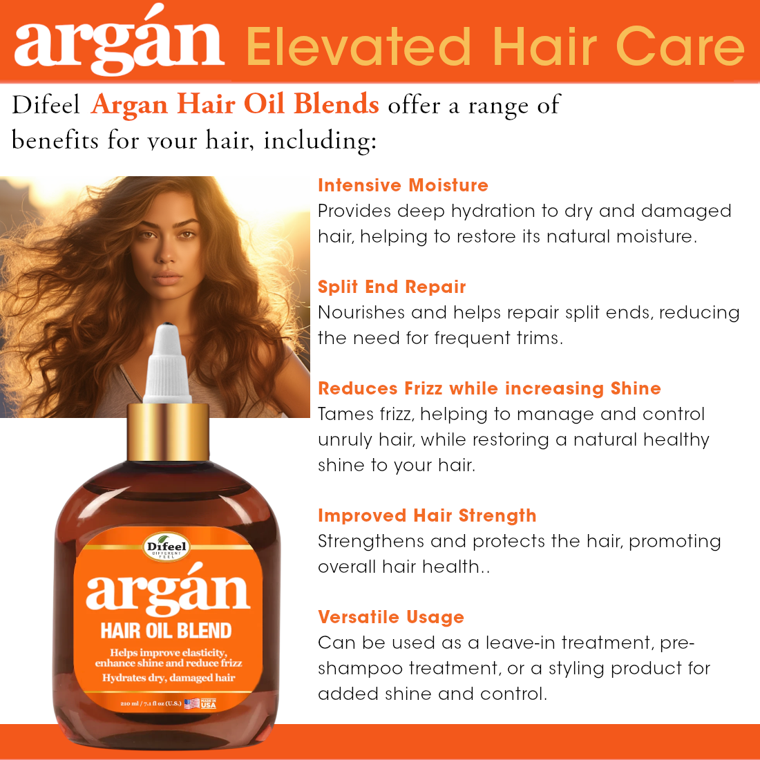 Difeel Elevated Argan Hair Oil Blend 7.1 oz.