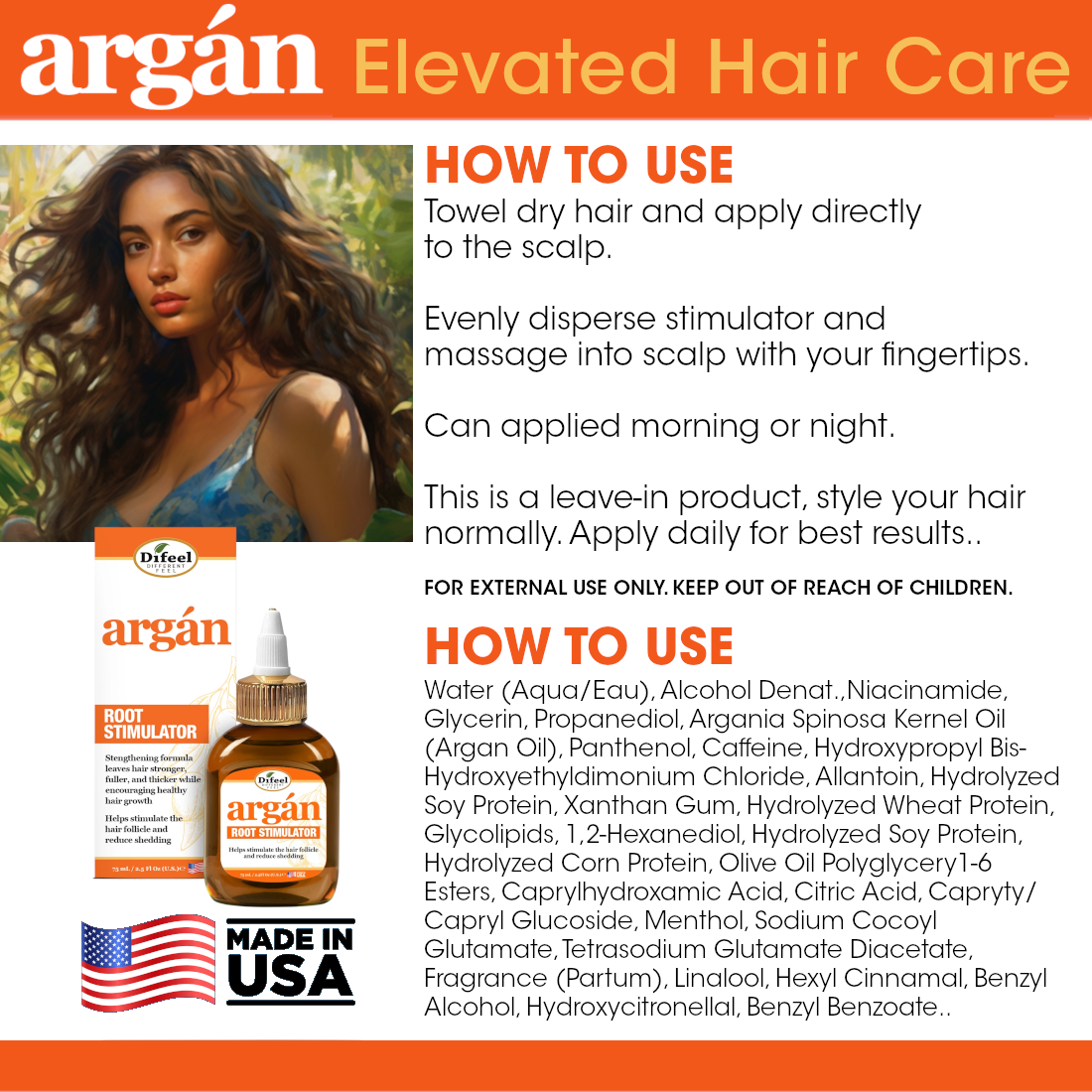 Difeel Argan Hydrating Root Stimulator 2.5 oz.