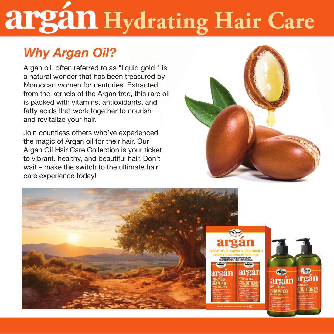 Difeel Elevated Argan Hair Oil Blend 8 oz.