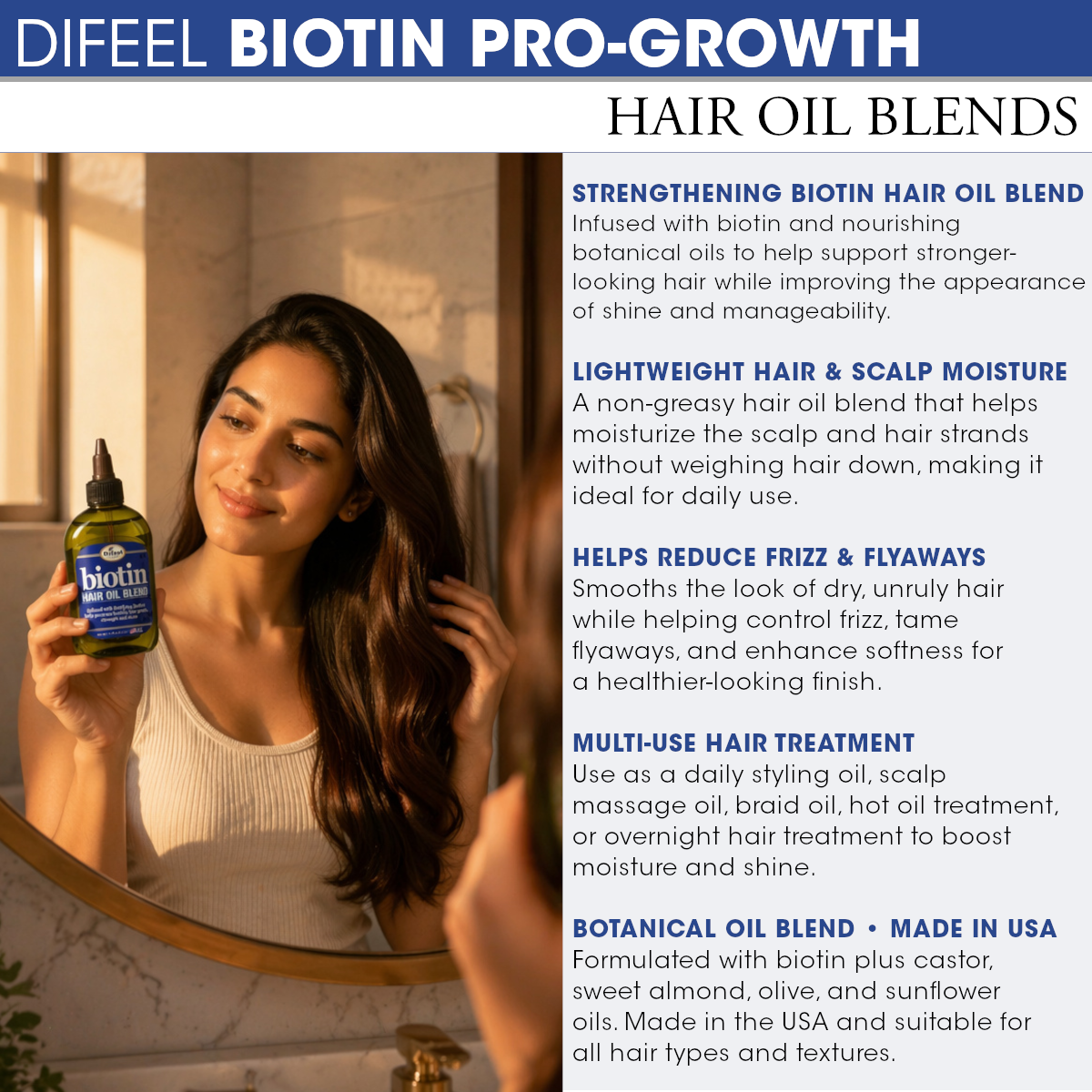Difeel Biotin Pro-Growth Hair Oil Blend 8 oz. (PACK OF 2)