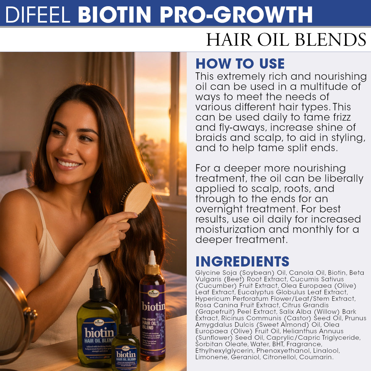 Difeel Biotin Hair Oil Blend - Travel Size 2.5 oz.
