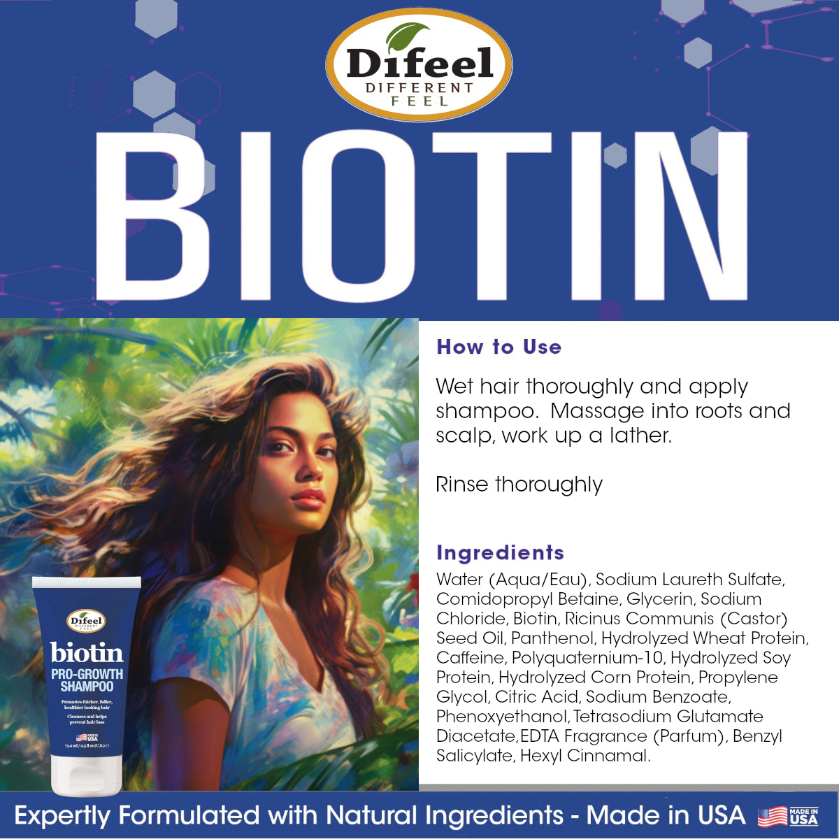 Difeel Biotin Shampoo 2.5 oz. (Travel Size)