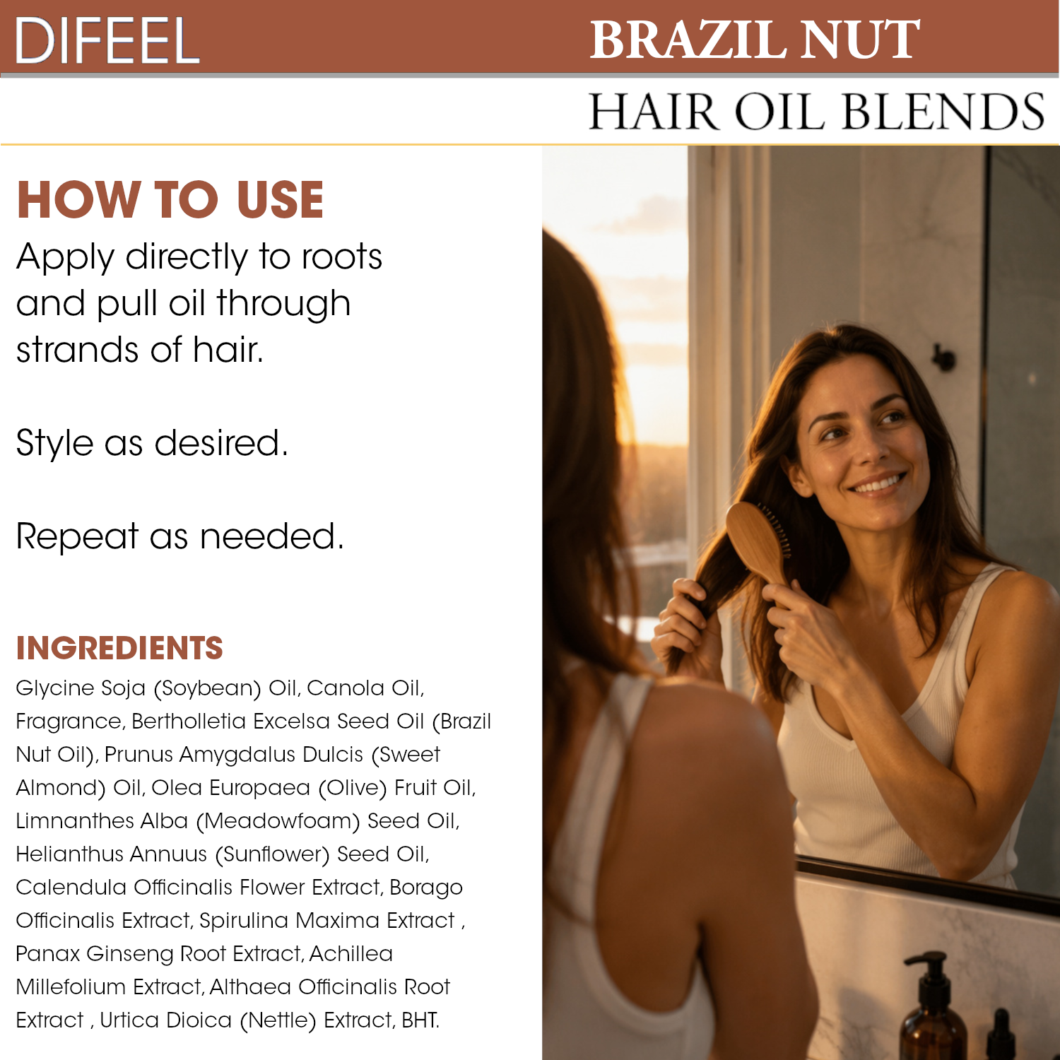 Difeel Premium Natural Hair Oil - Brazil Nut Oil 2.5 oz. (PACK OF 2)