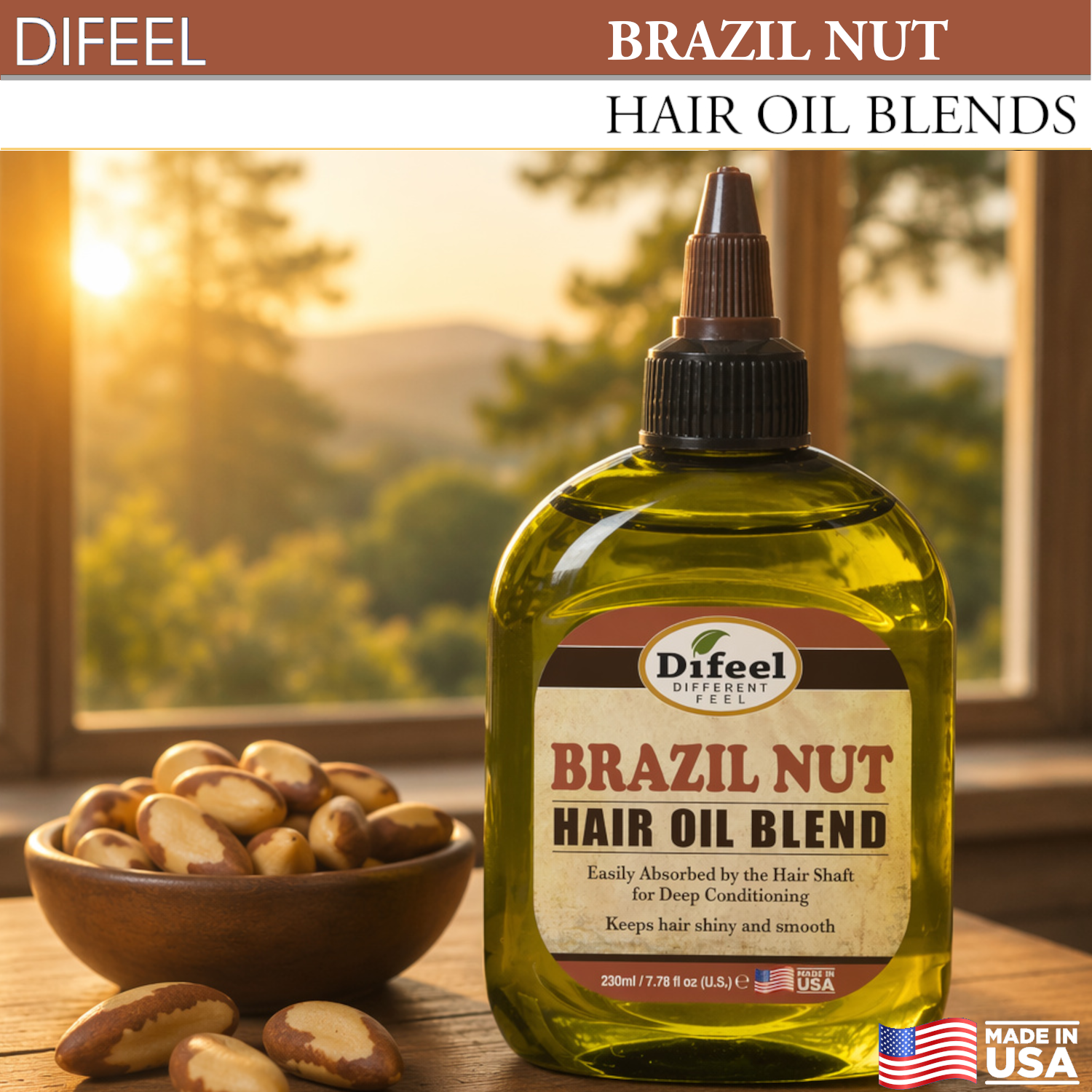 Difeel Premium Natural Hair Oil - Brazil Nut Oil 2.5 oz. (PACK OF 2)