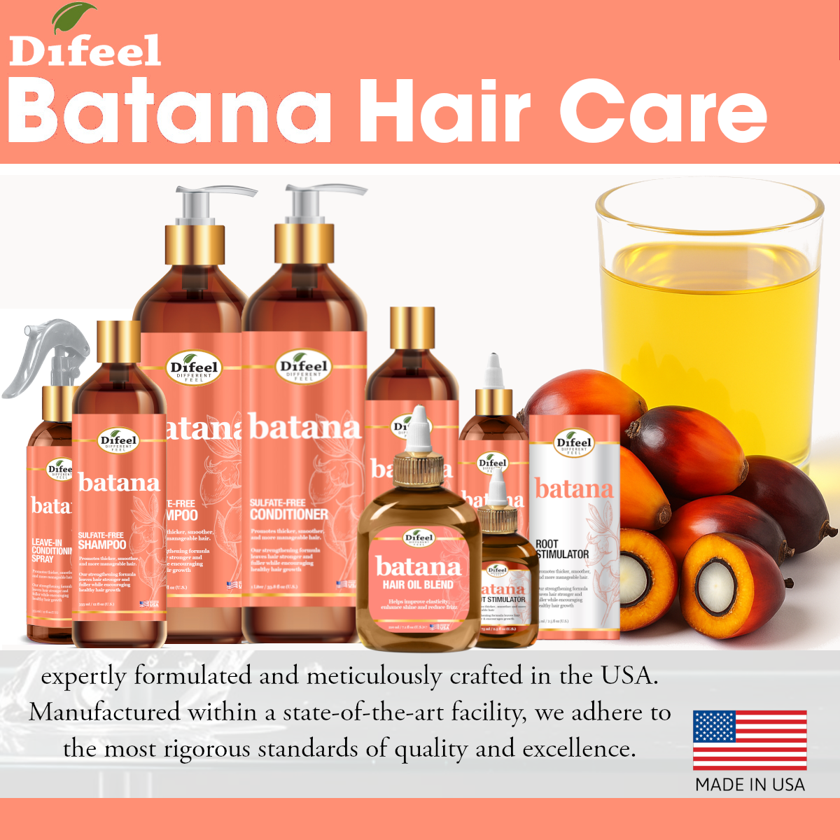 Difeel Batana Hair Oil Blend 2.5 Ounce (Travel Size)