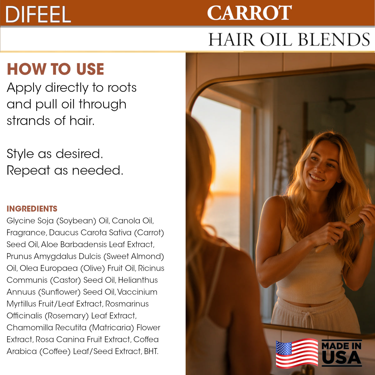 Difeel Mega Care Carrot & Aloe Oil Hair Oil Blend 1.4 oz. (PACK OF 2)