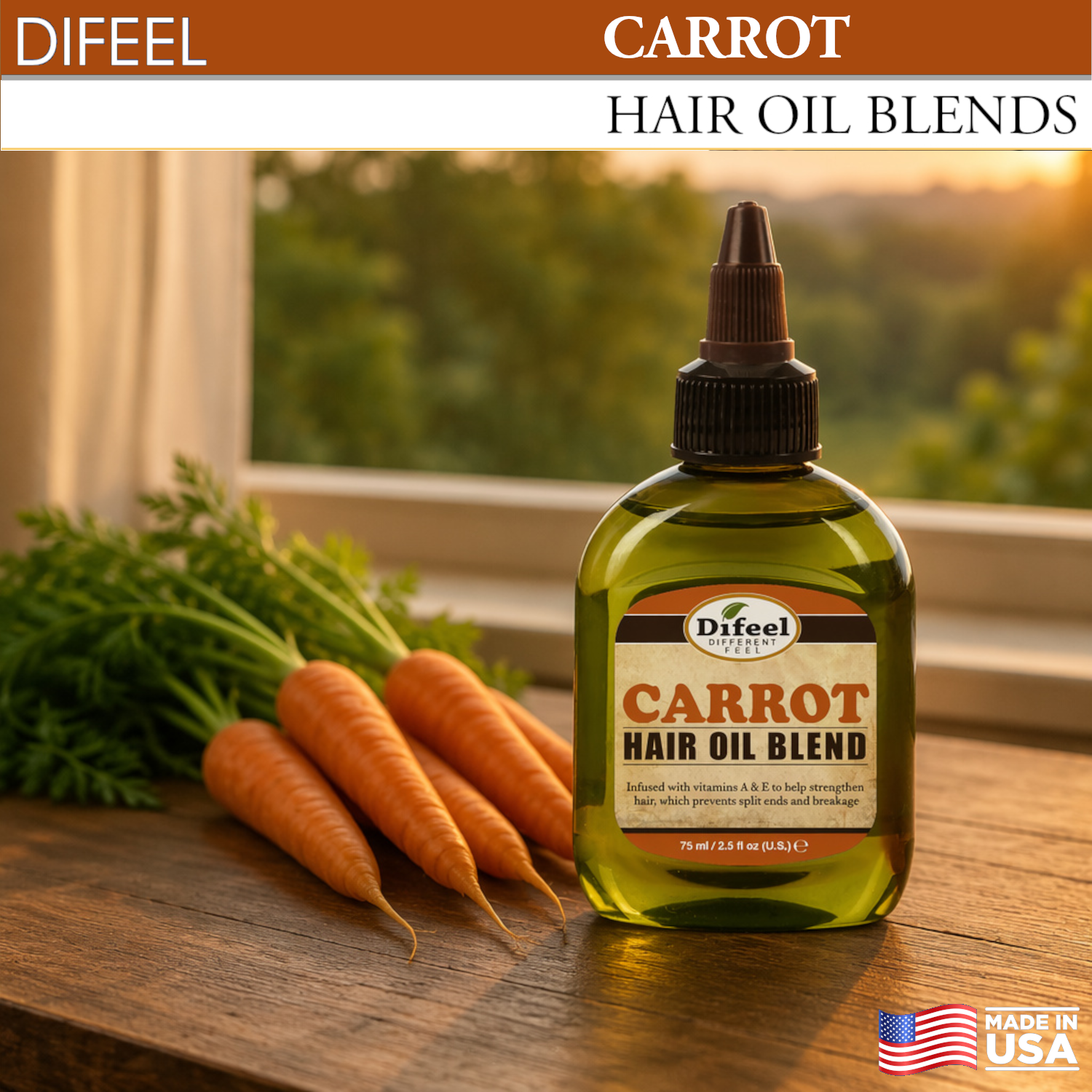 Difeel Carrot Hair Oil Blend - Travel Size 2.5 oz. (PACK OF 2)
