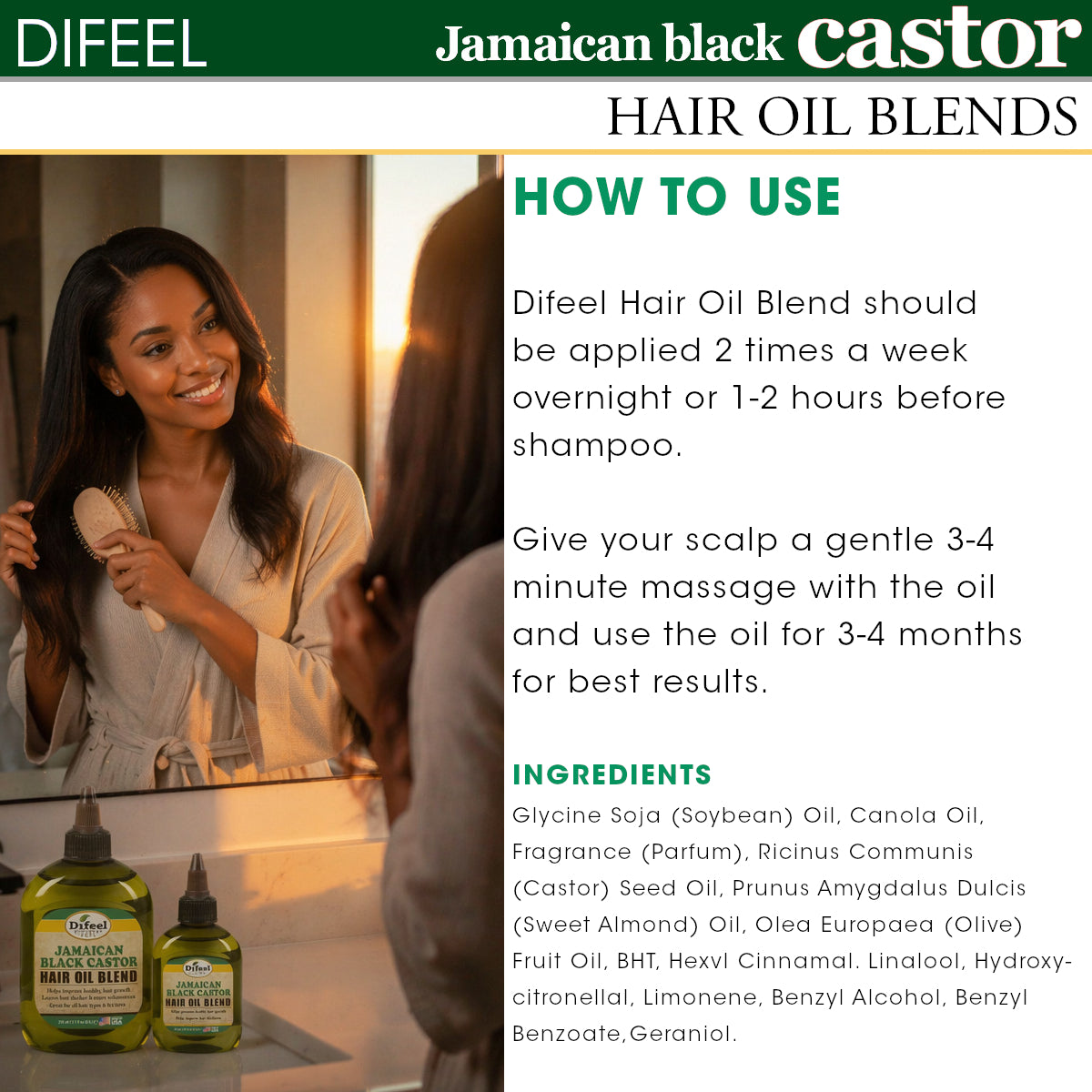 Difeel Jamaican Black Castor Supreme Growth Hair Oil Blend - Travel Size 2.5 oz. (PACK OF 2)