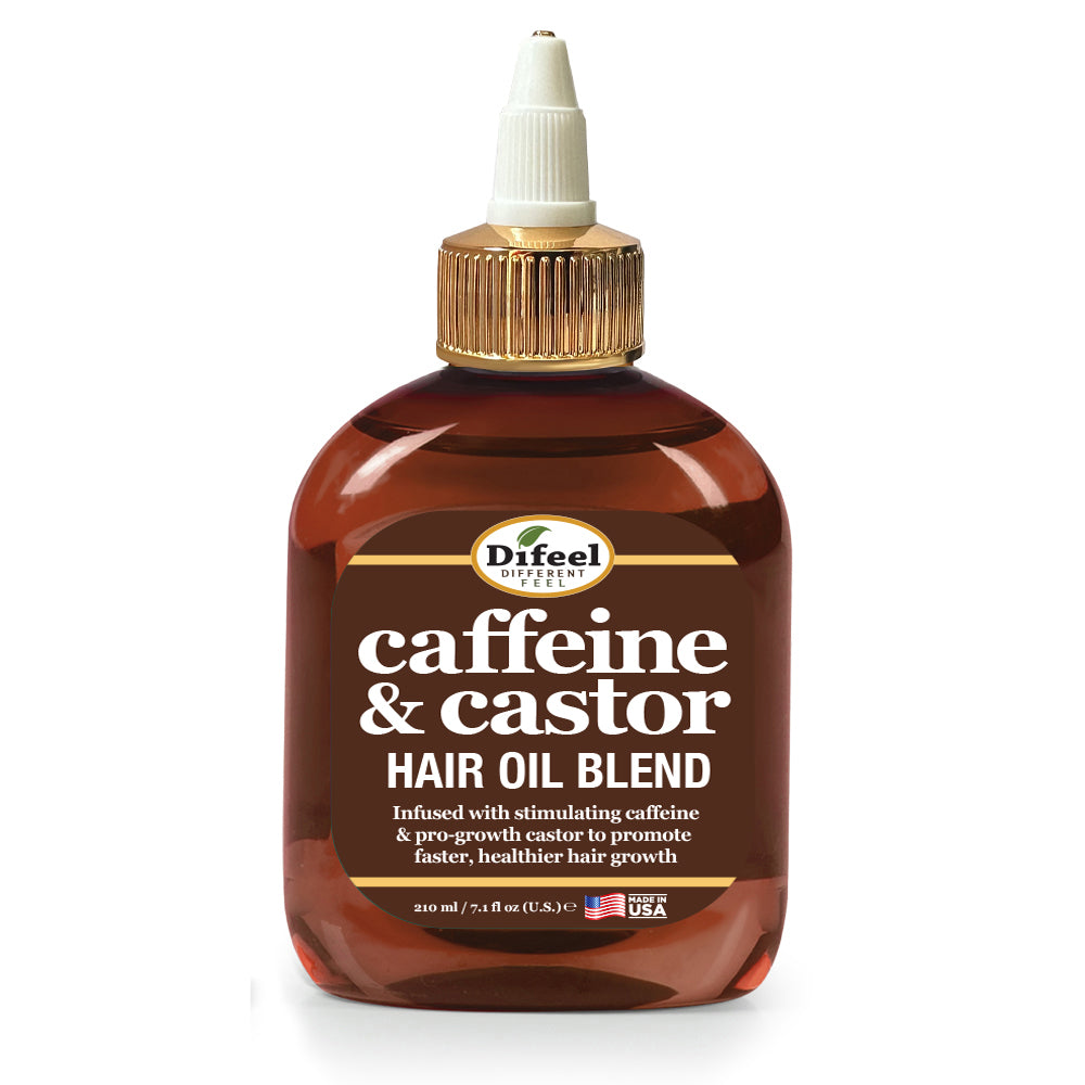 Difeel Caffeine & Castor Hair Oil Blend 7.1 Ounce - Deluxe 2-PC Gift Set