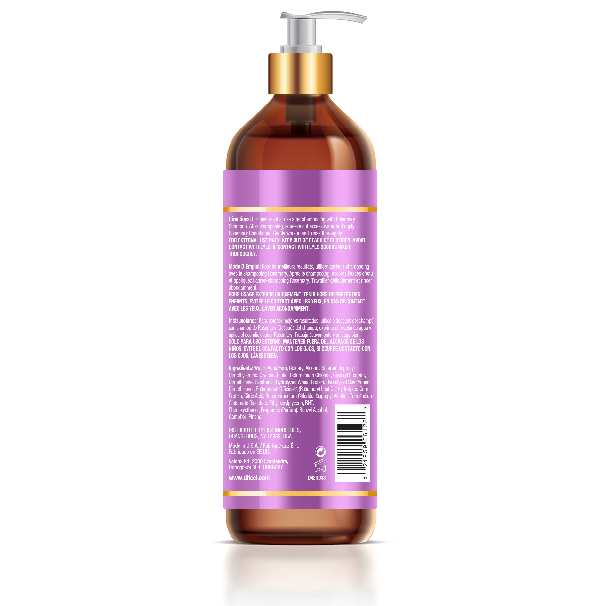 Difeel Rosemary Sulfate-Free Conditioner 33.8 Ounce