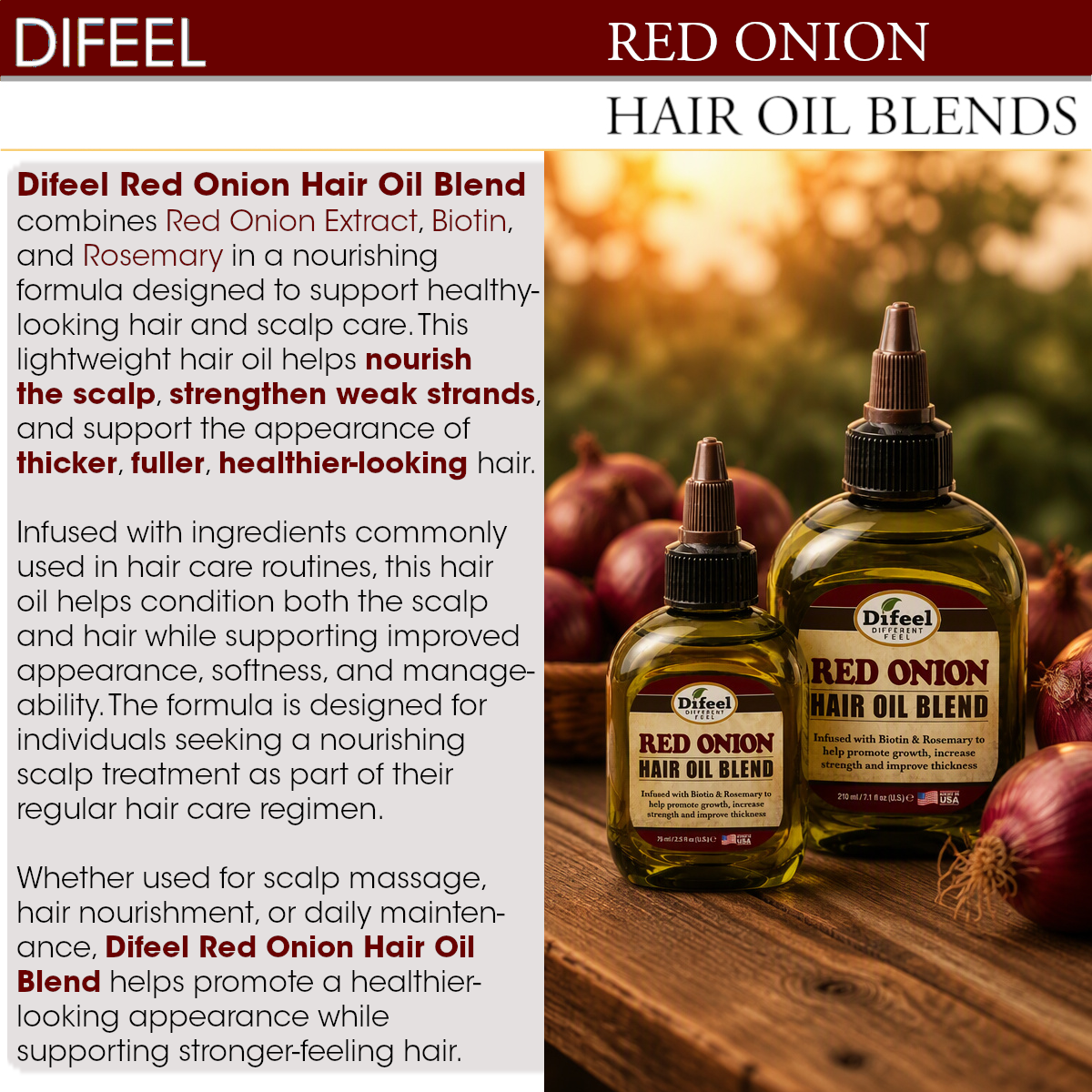 Difeel Red Onion Hair Oil Blend 7.1 Ounces