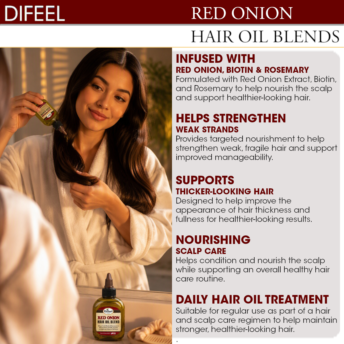 Difeel Red Onion Hair Oil Blend 7.1 Ounces