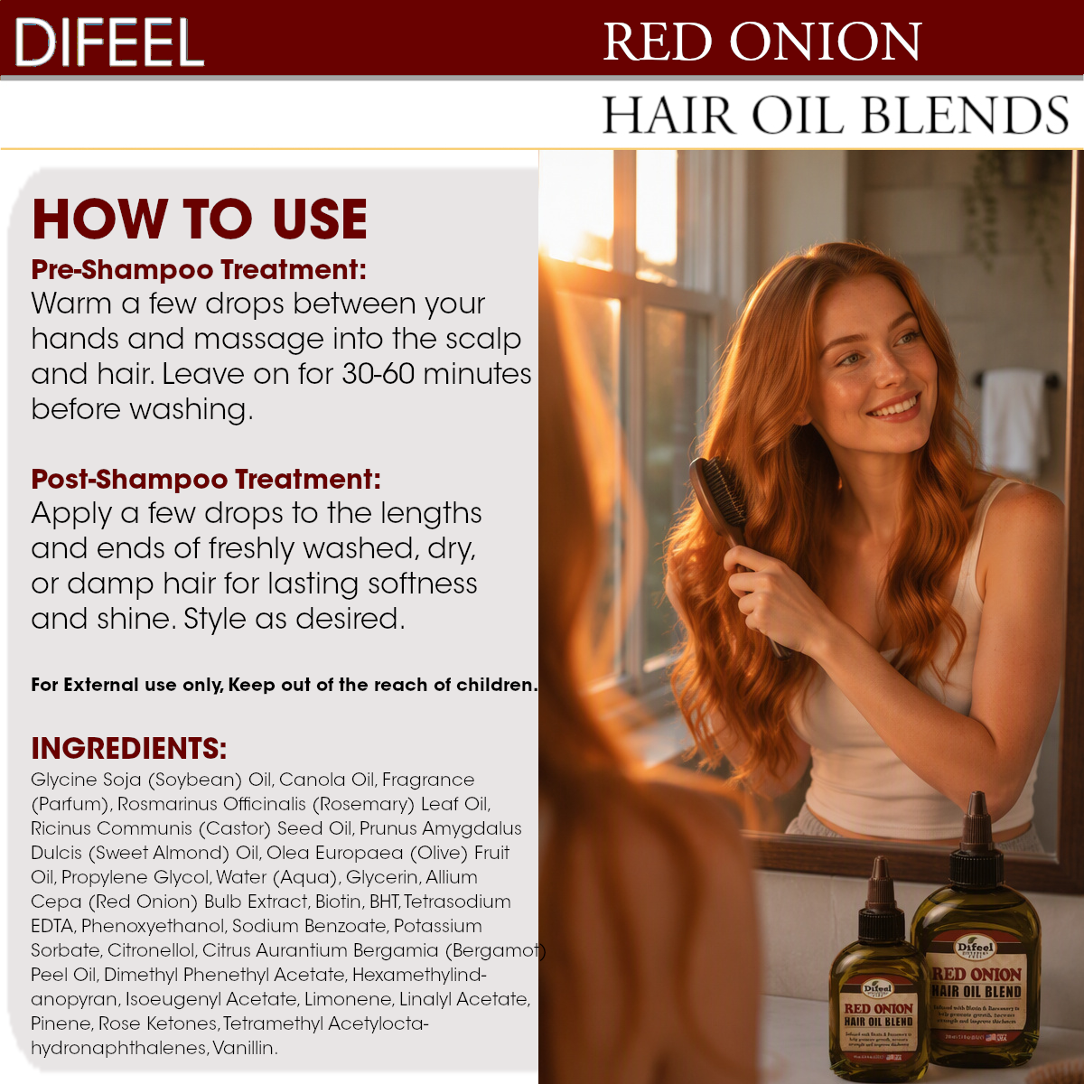 Difeel Red Onion Hair Oil Blend 7.1 Ounces