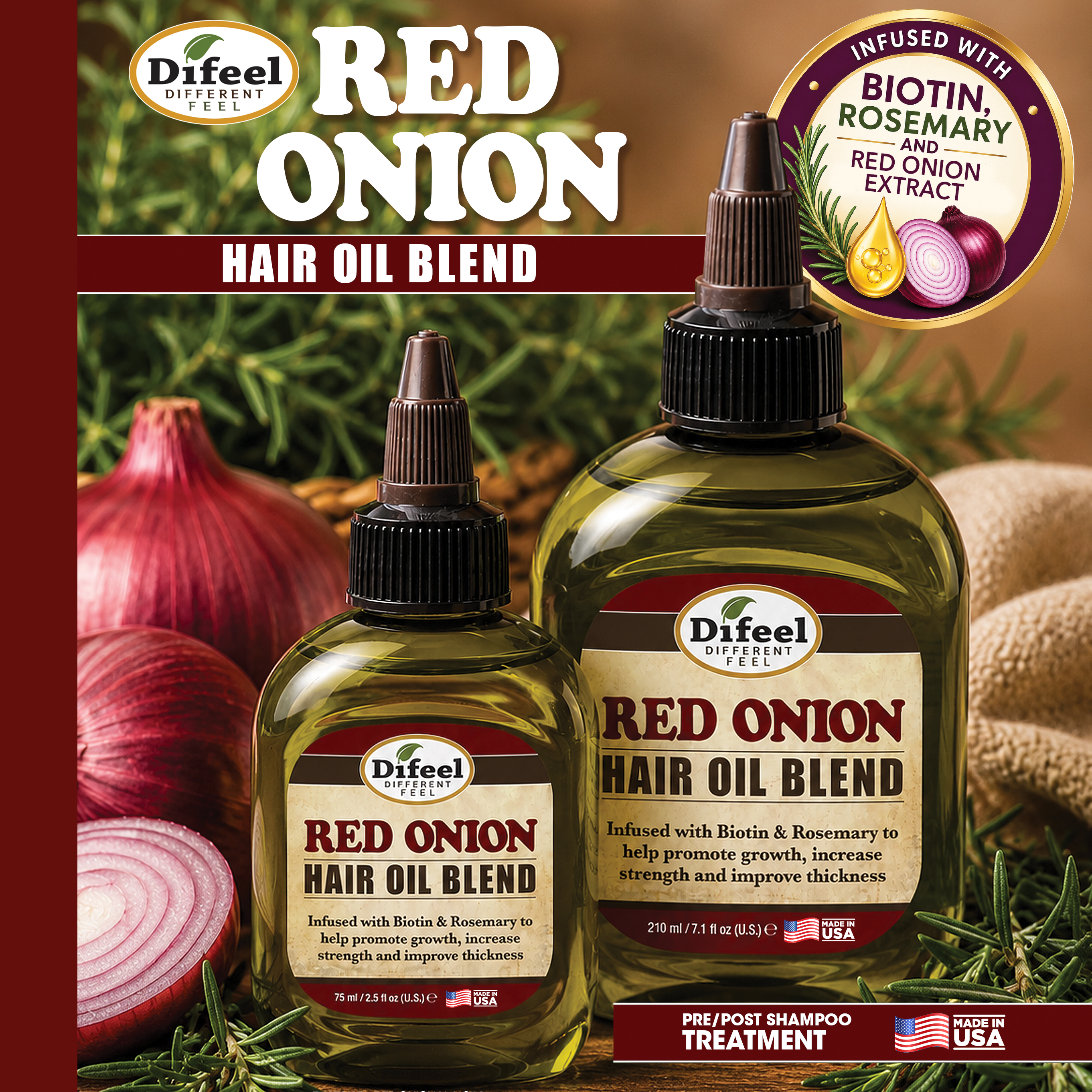 Difeel Red Onion Hair Oil Blend 7.1 Ounces