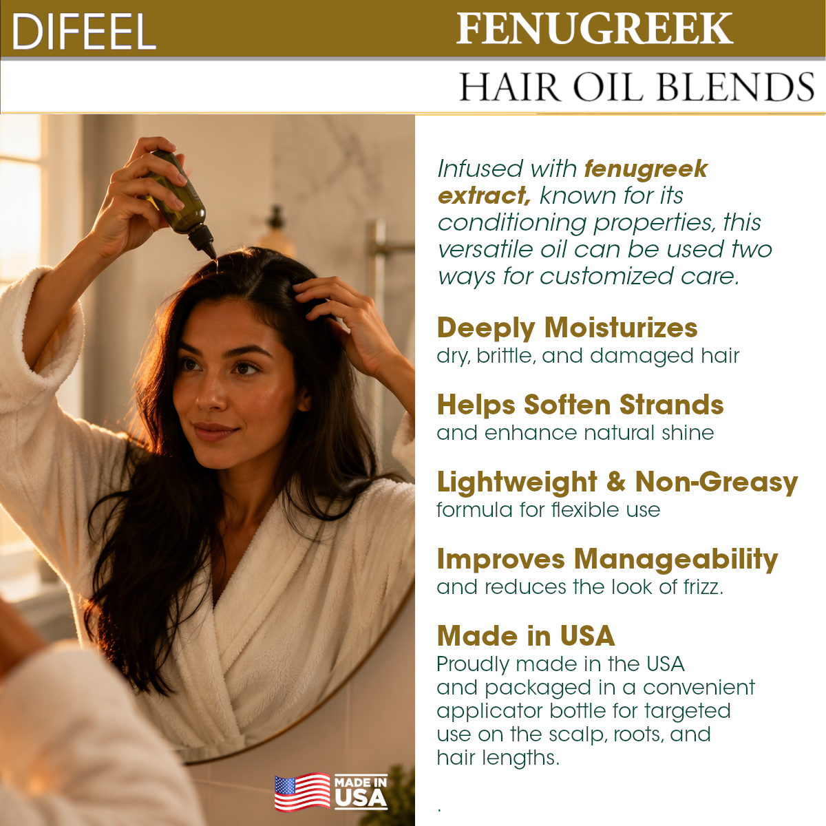 Difeel Fenugreek Hair Oil Blend 7.1 Ounce