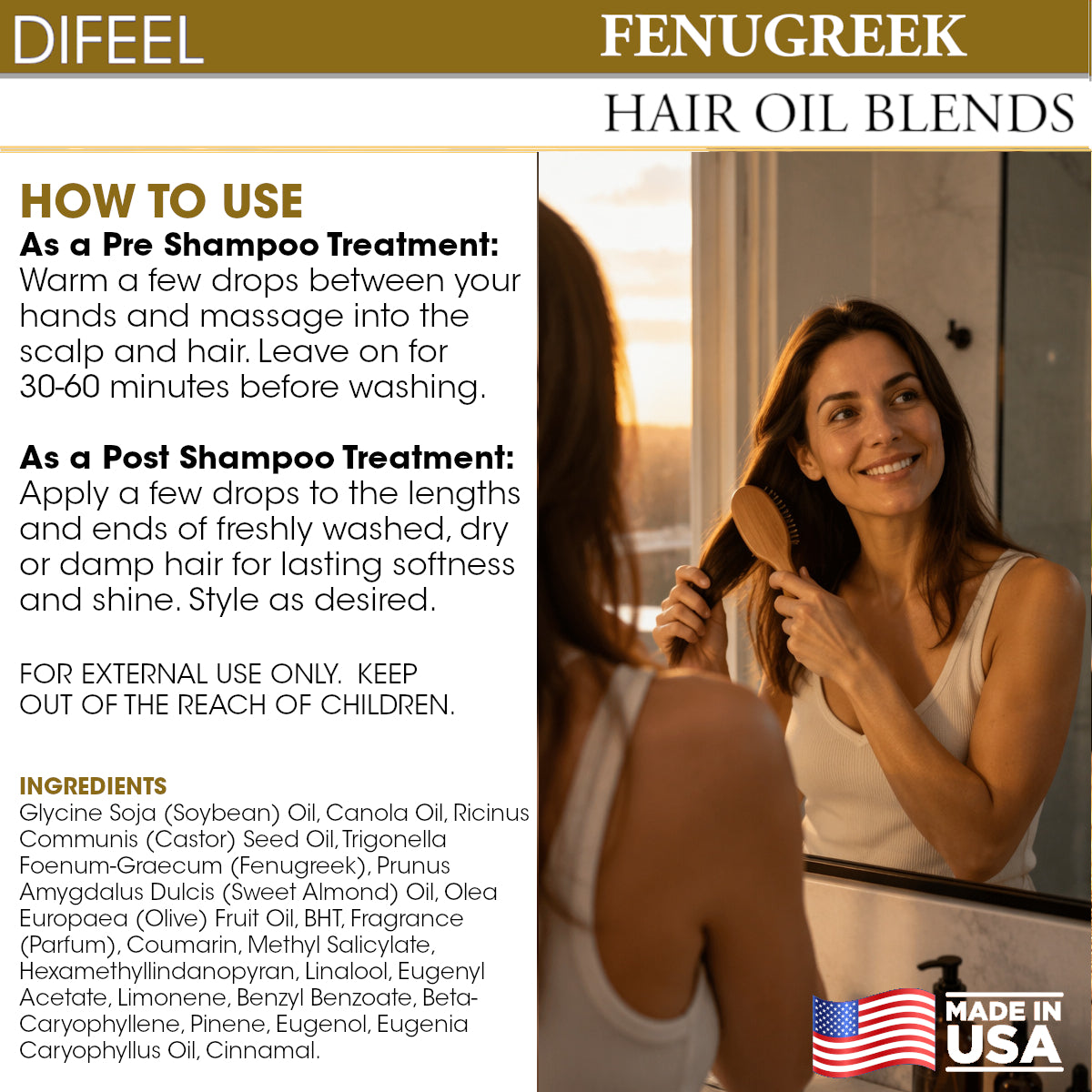 Difeel Fenugreek Hair Oil Blend 7.1 Ounce