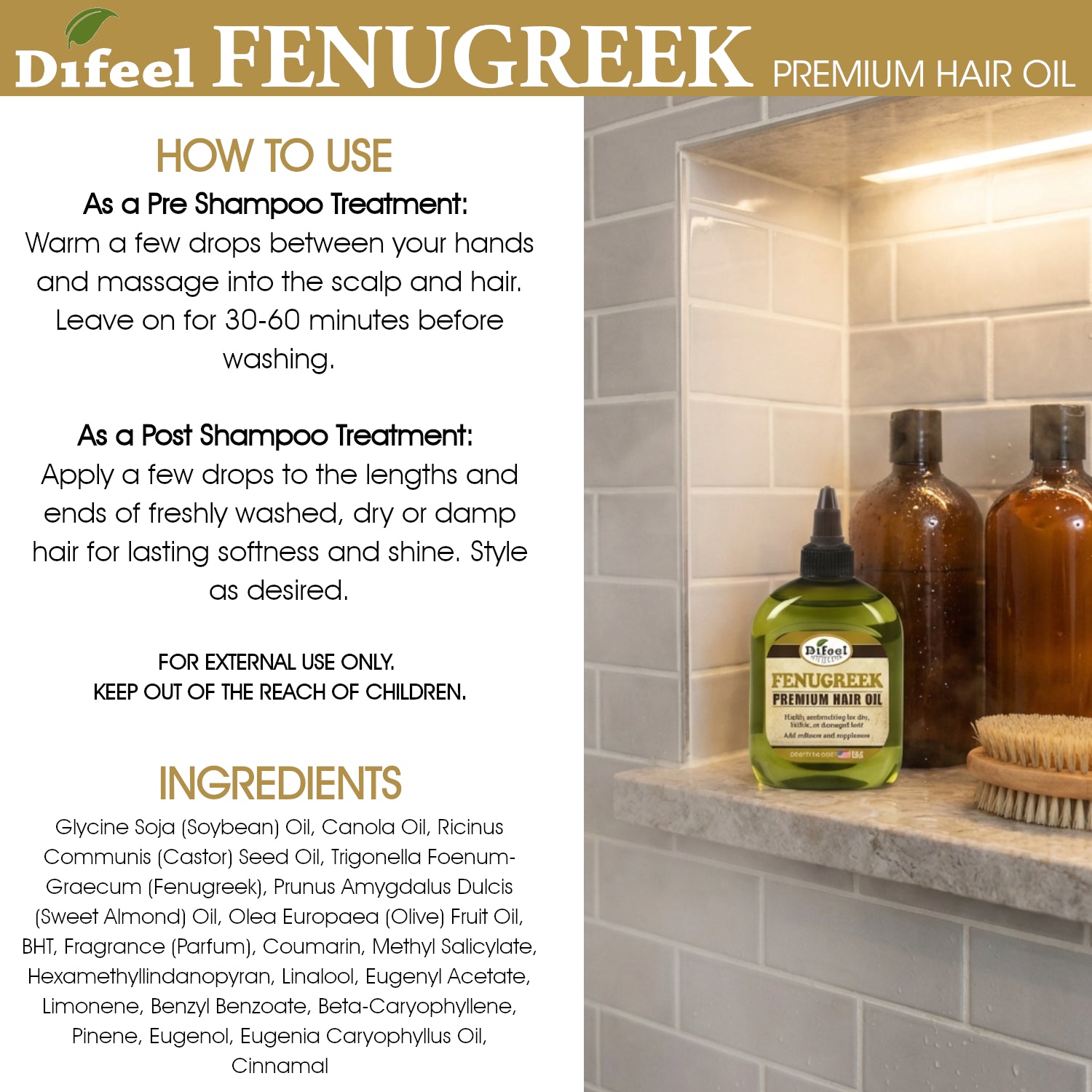 Difeel Fenugreek Premium Hair Oil 7.1 Ounce