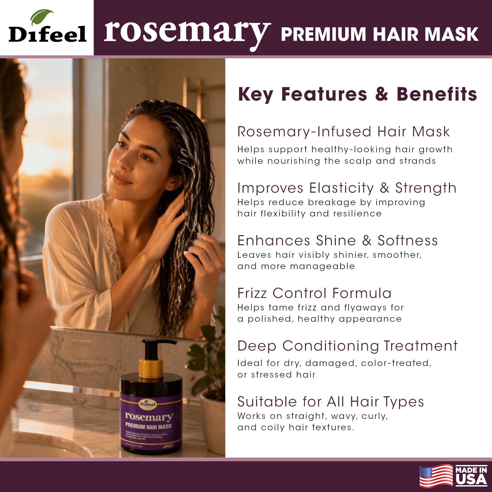 Difeel Rosemary Premium Hair Mask 15 ounce