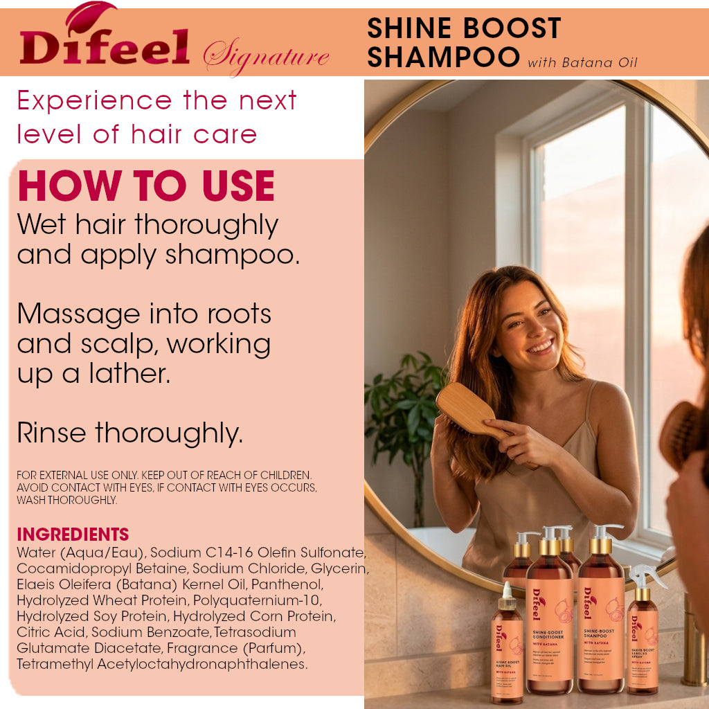Difeel Singature Shine Boost Shampoo with Batana 33.8 Ounce