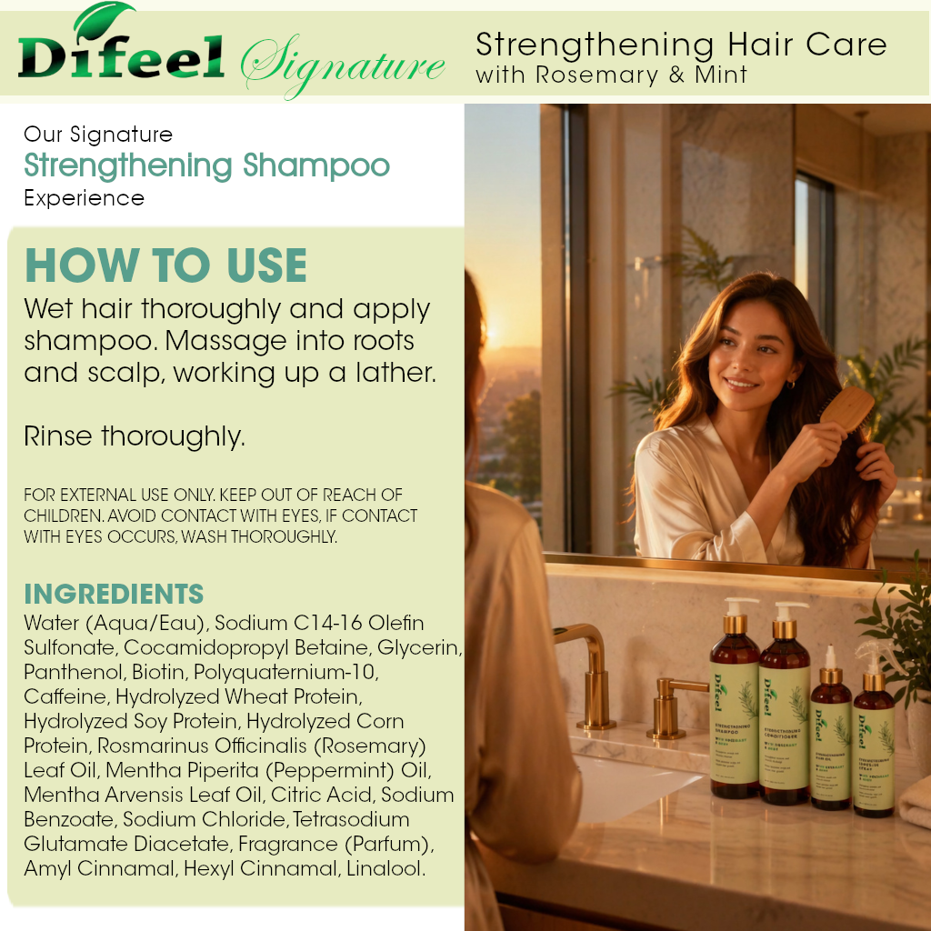 Difeel Signature Strengthening Shampoo with Rosemary & Mint 33.8 Ounce